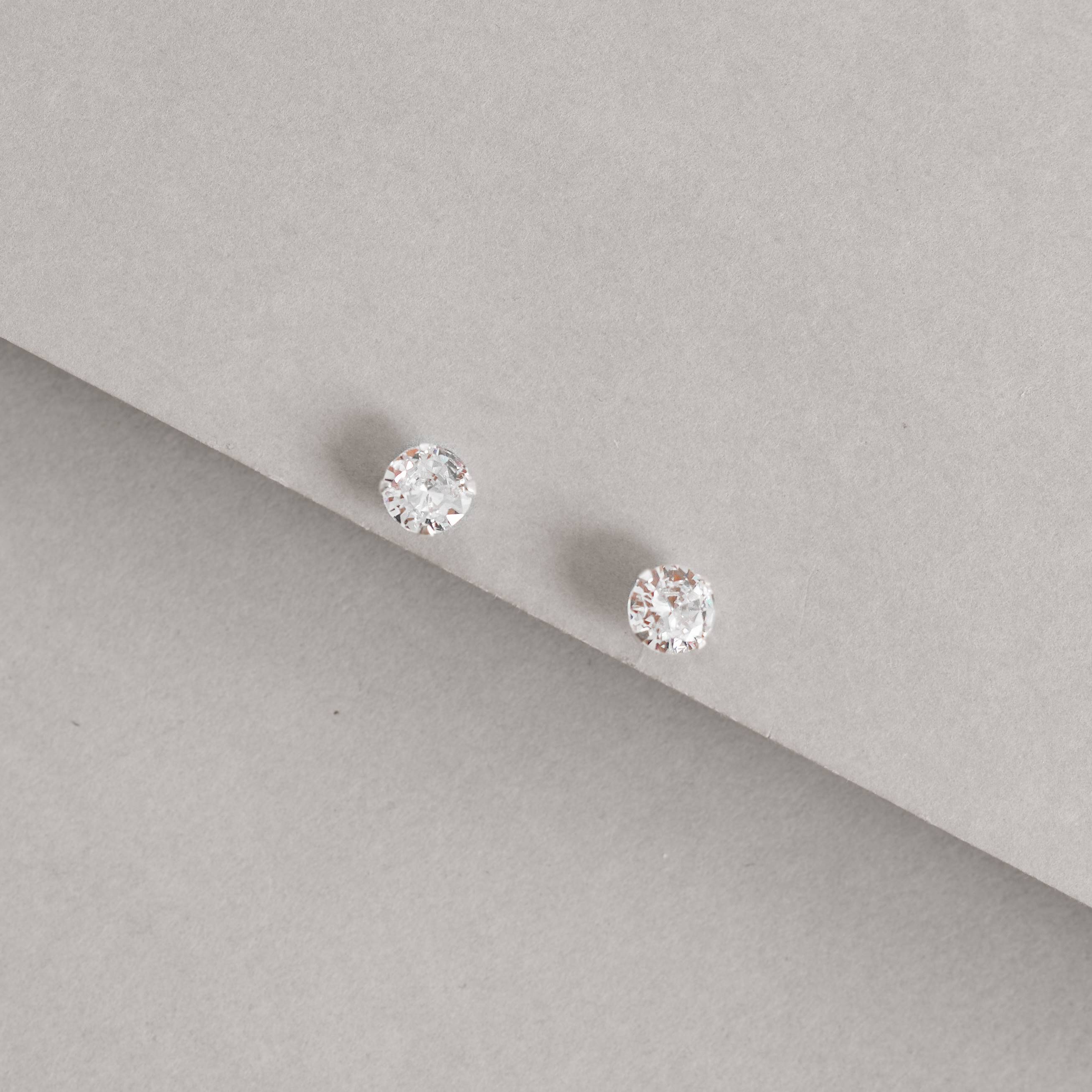 Imagem Secundária Brinco zircônia redonda cristal 7mm