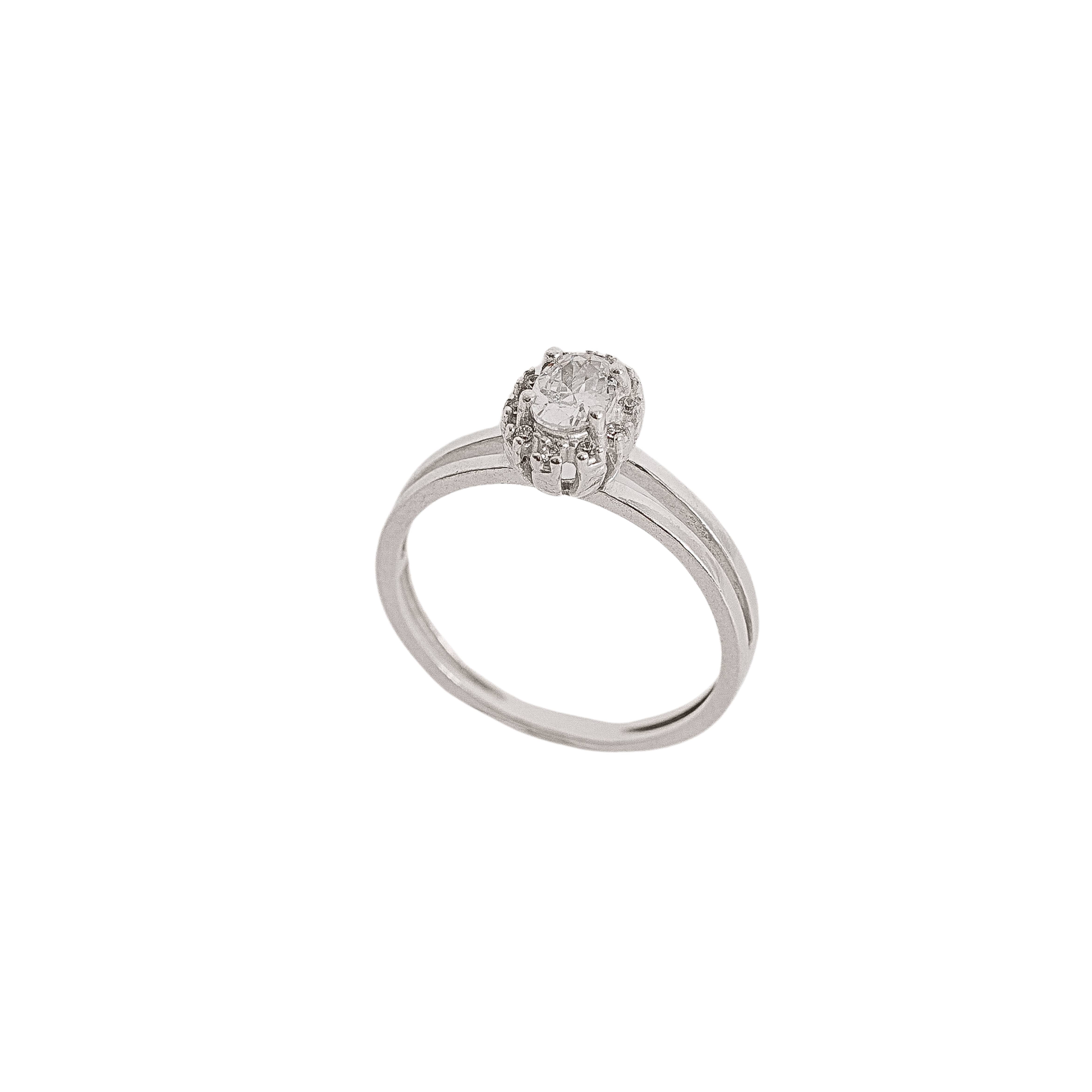 Anel fio duplo solitário cravejado