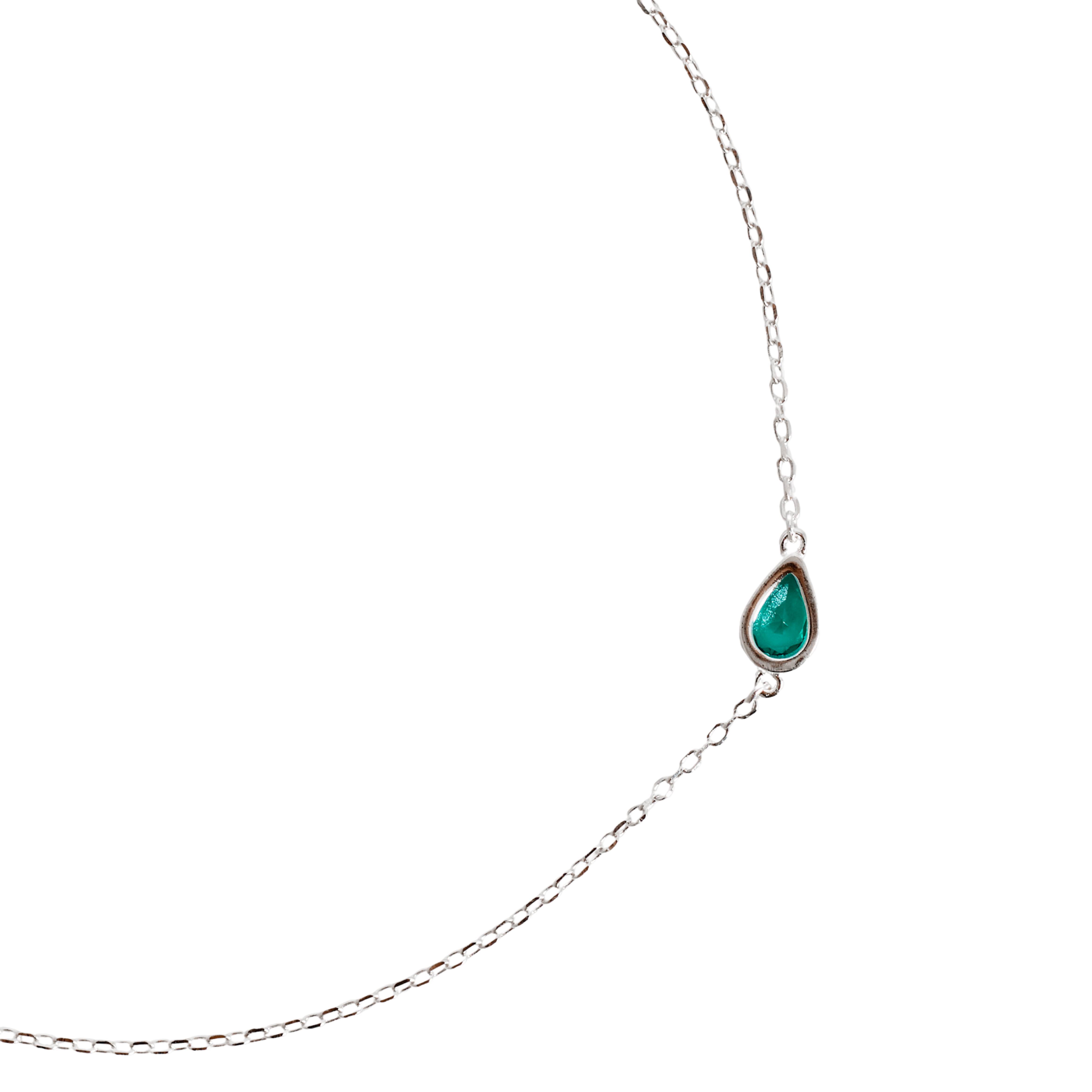 Pulseira entremeio zircônia gota turmalina 7mm 17+3cm