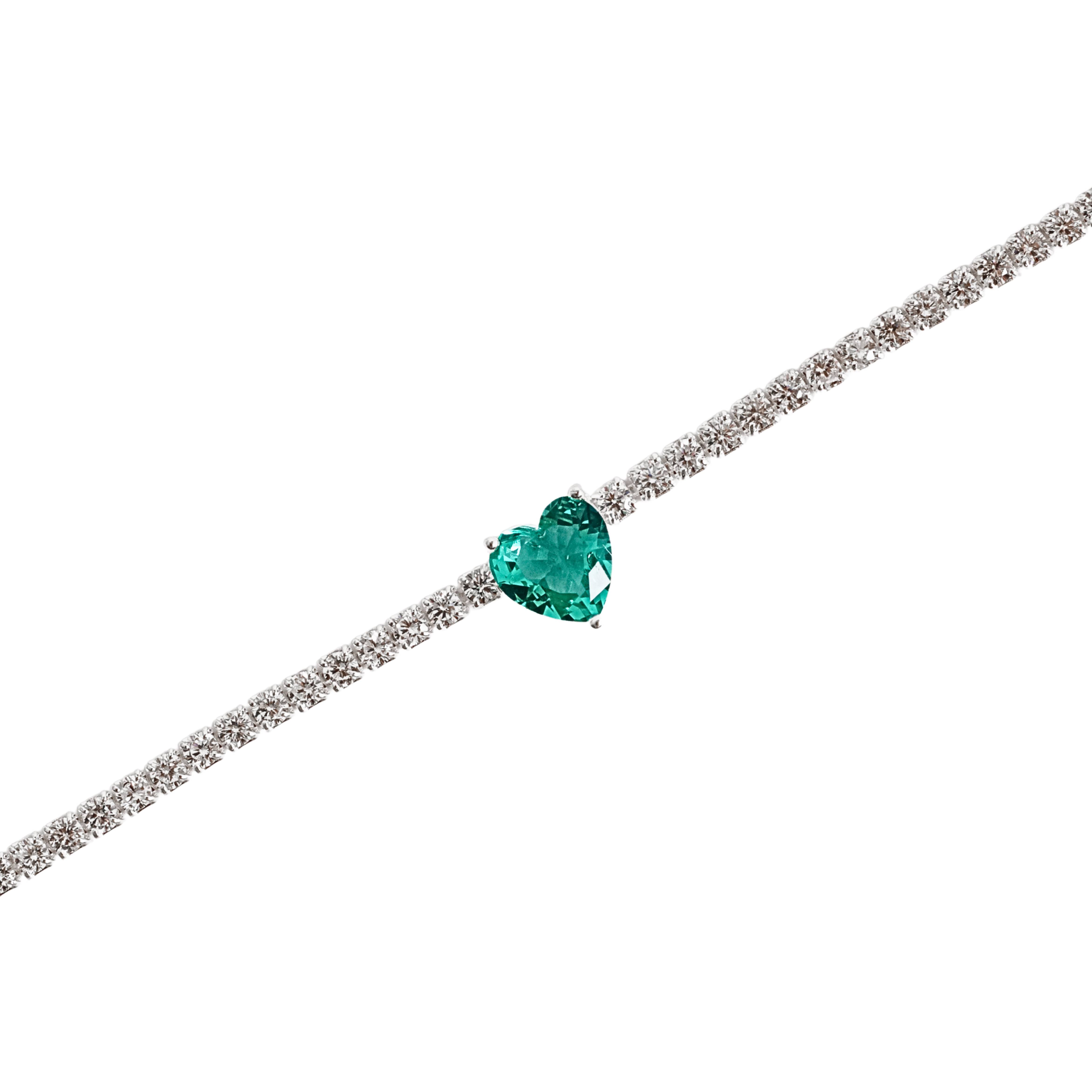 Imagem Pulseira Riviera 2.1 com zircônia coração turmalina 16+4cm