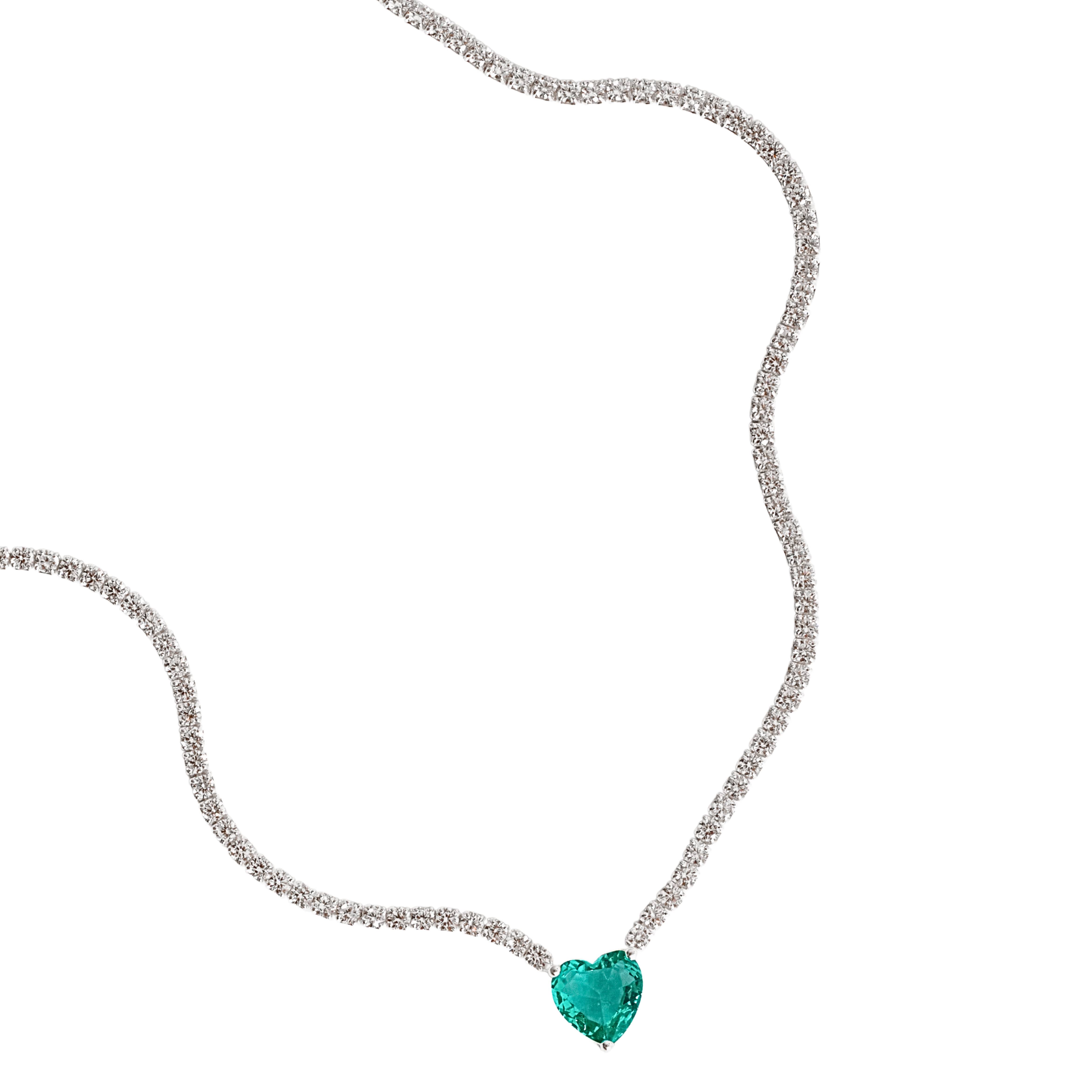 Colar Riviera 2.1 com zircônia coração turmalina 9mm 40+5cm