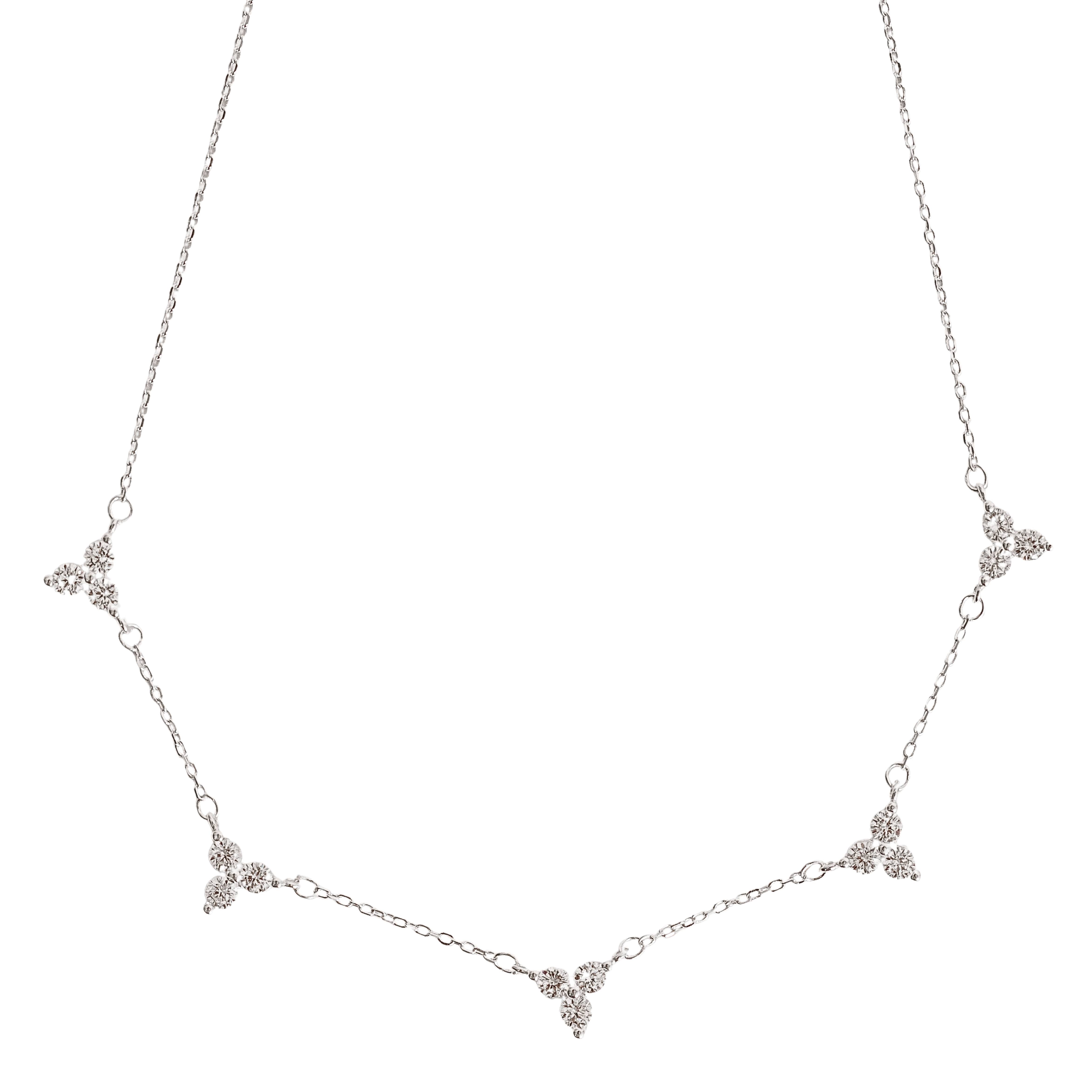 Colar entremeios 3 zircônias 6mm 40+5cm