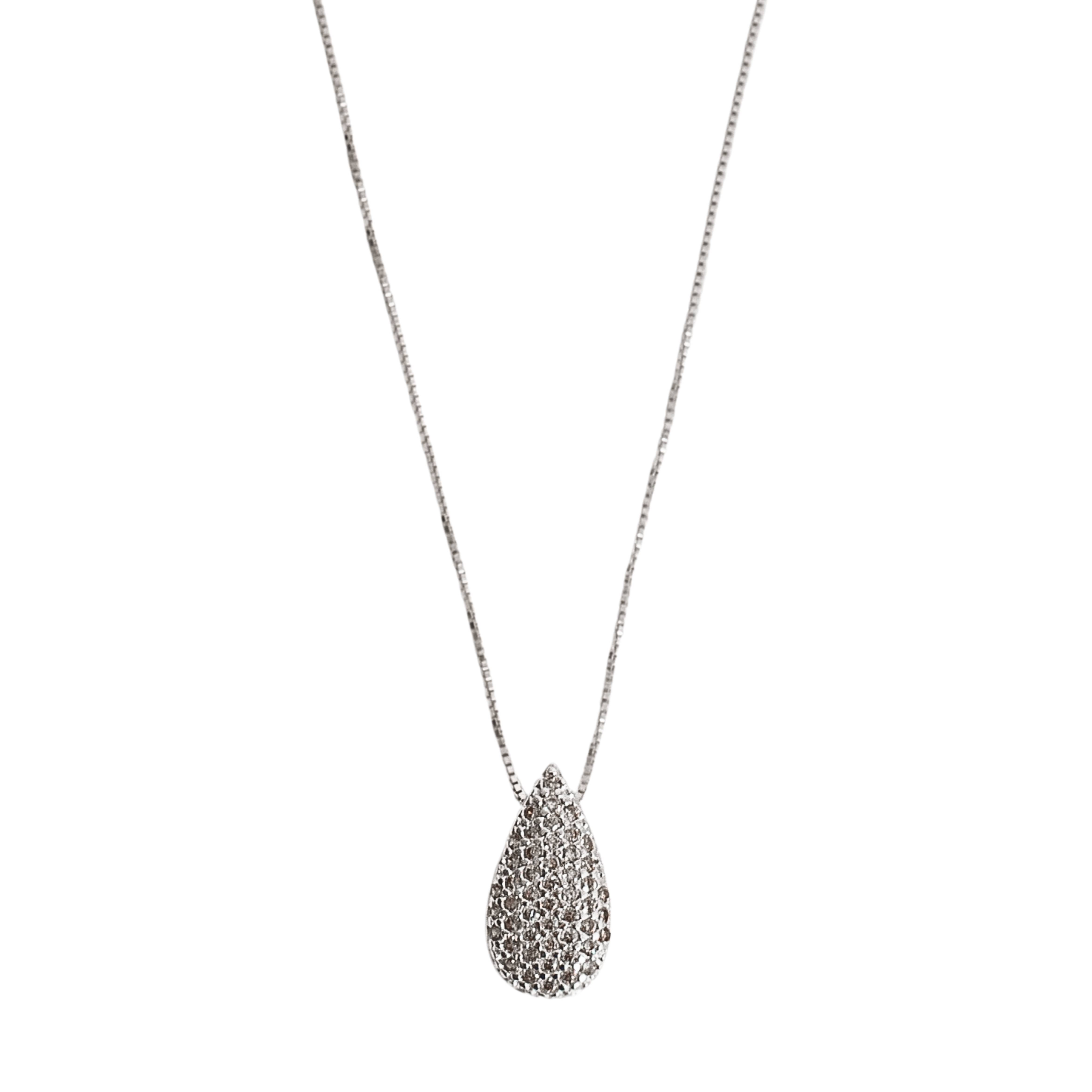 Colar gota cravejada 16mm 45cm