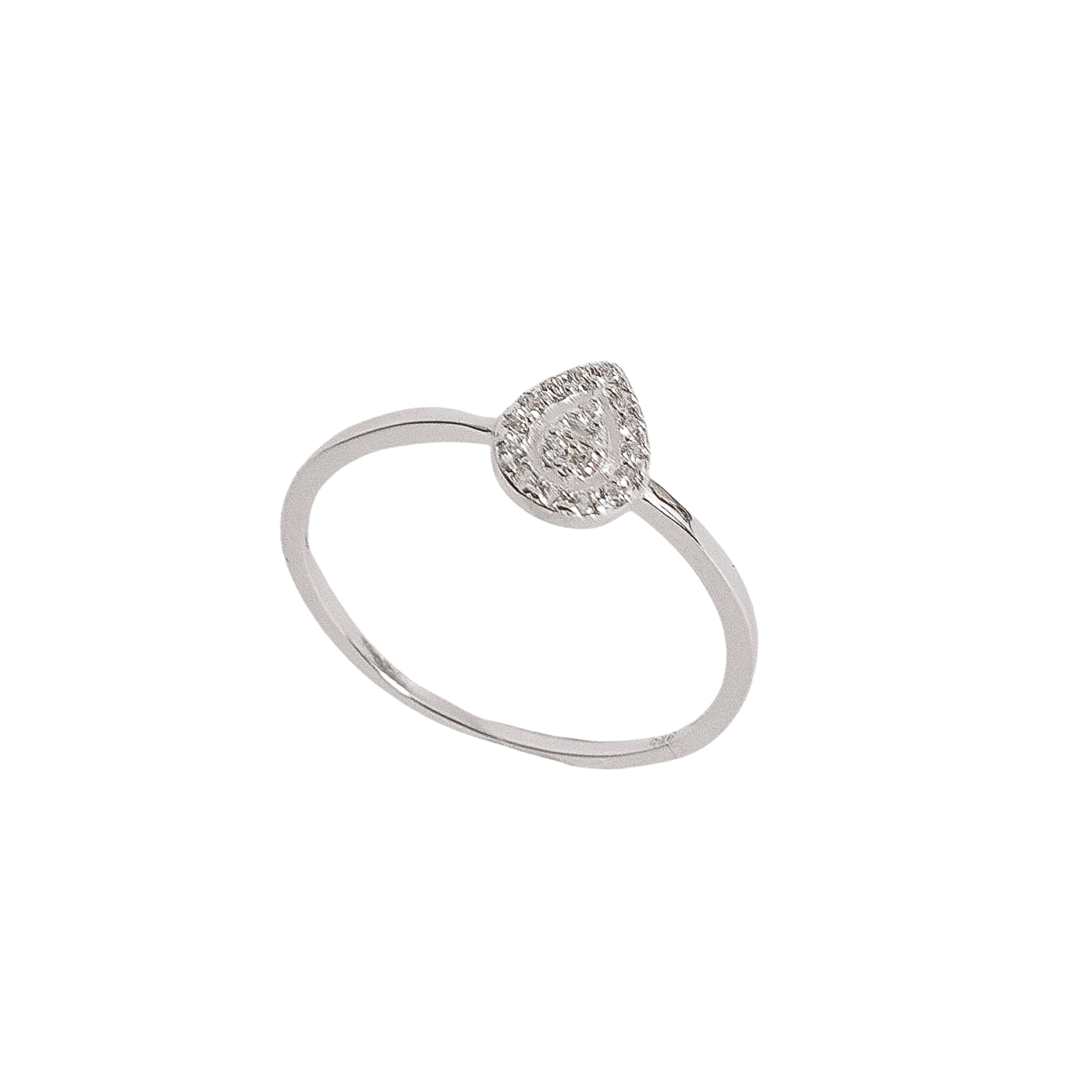 Anel gota vazada com cravejado