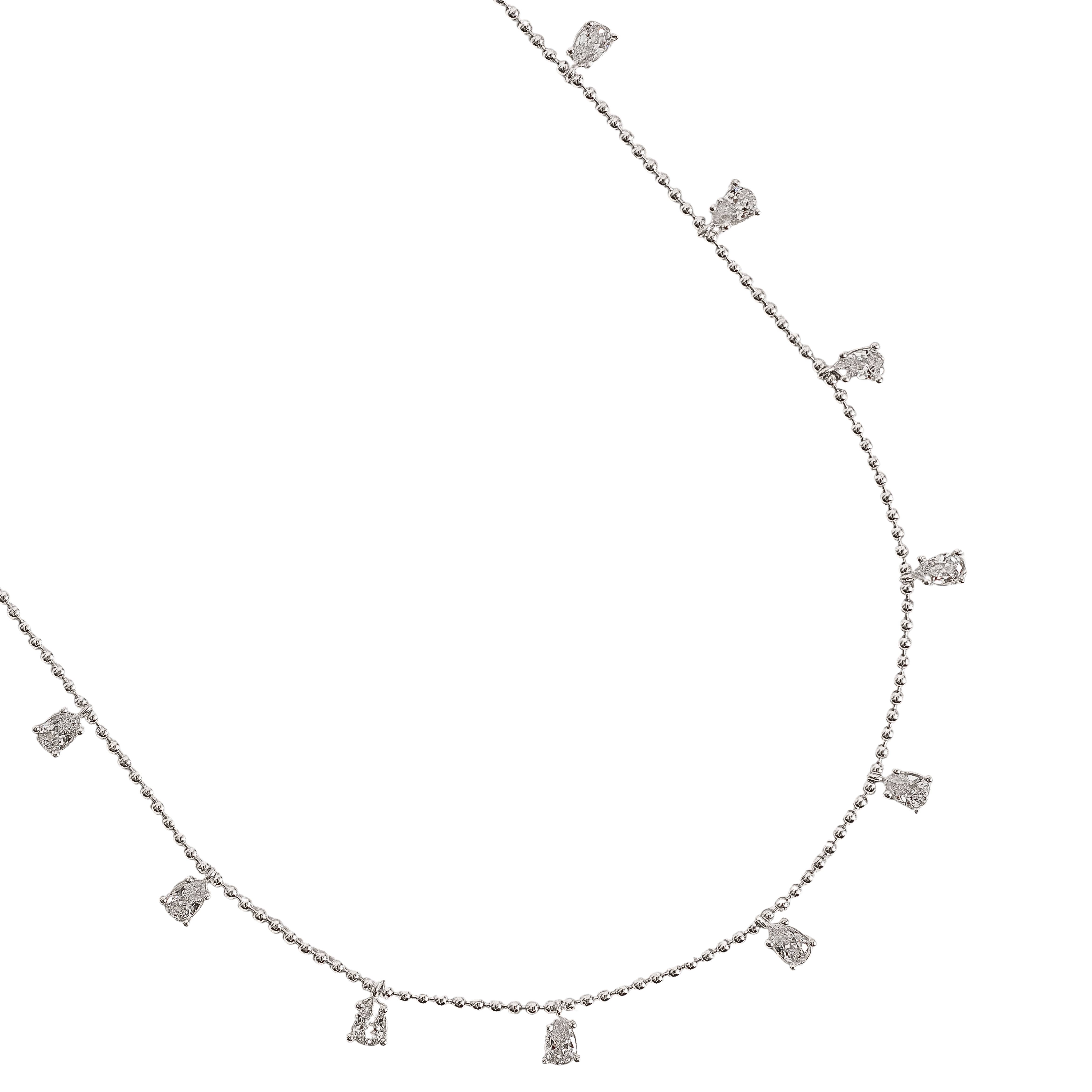 Colar micro bolas com pingentes zircônias gota 5mm 40+5cm