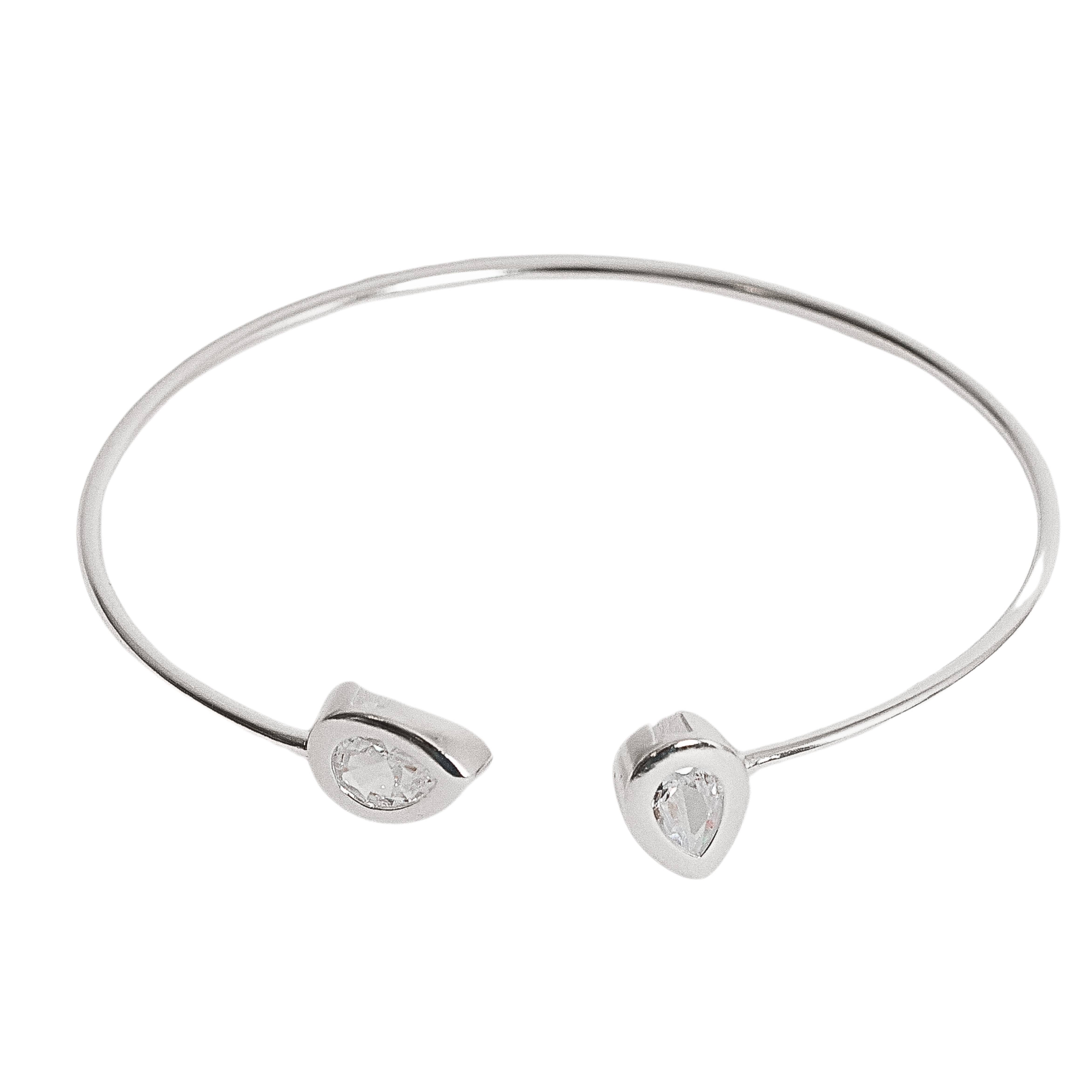 Bracelete 2 zircônias gota regulável