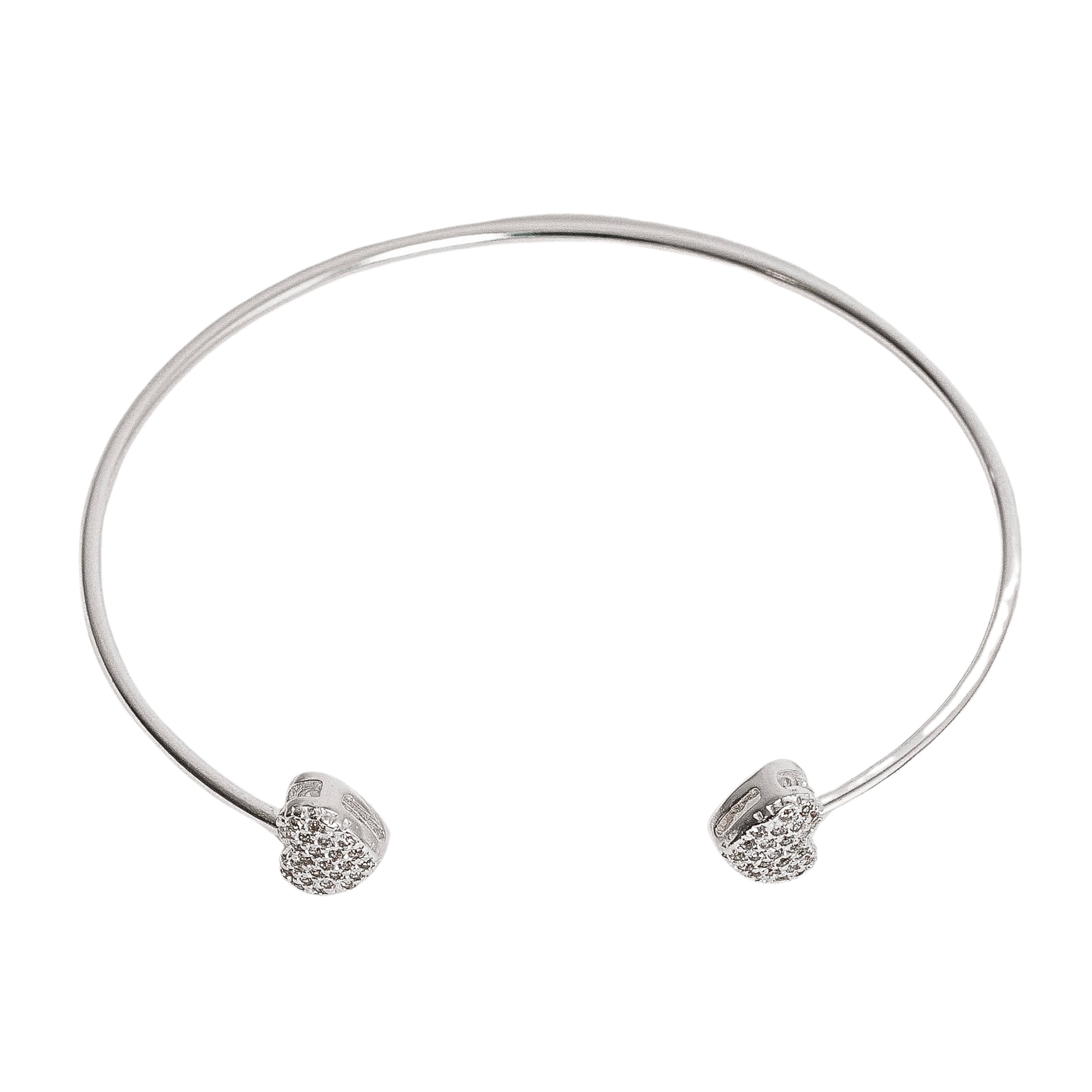 Bracelete 2 corações cravejados regulável