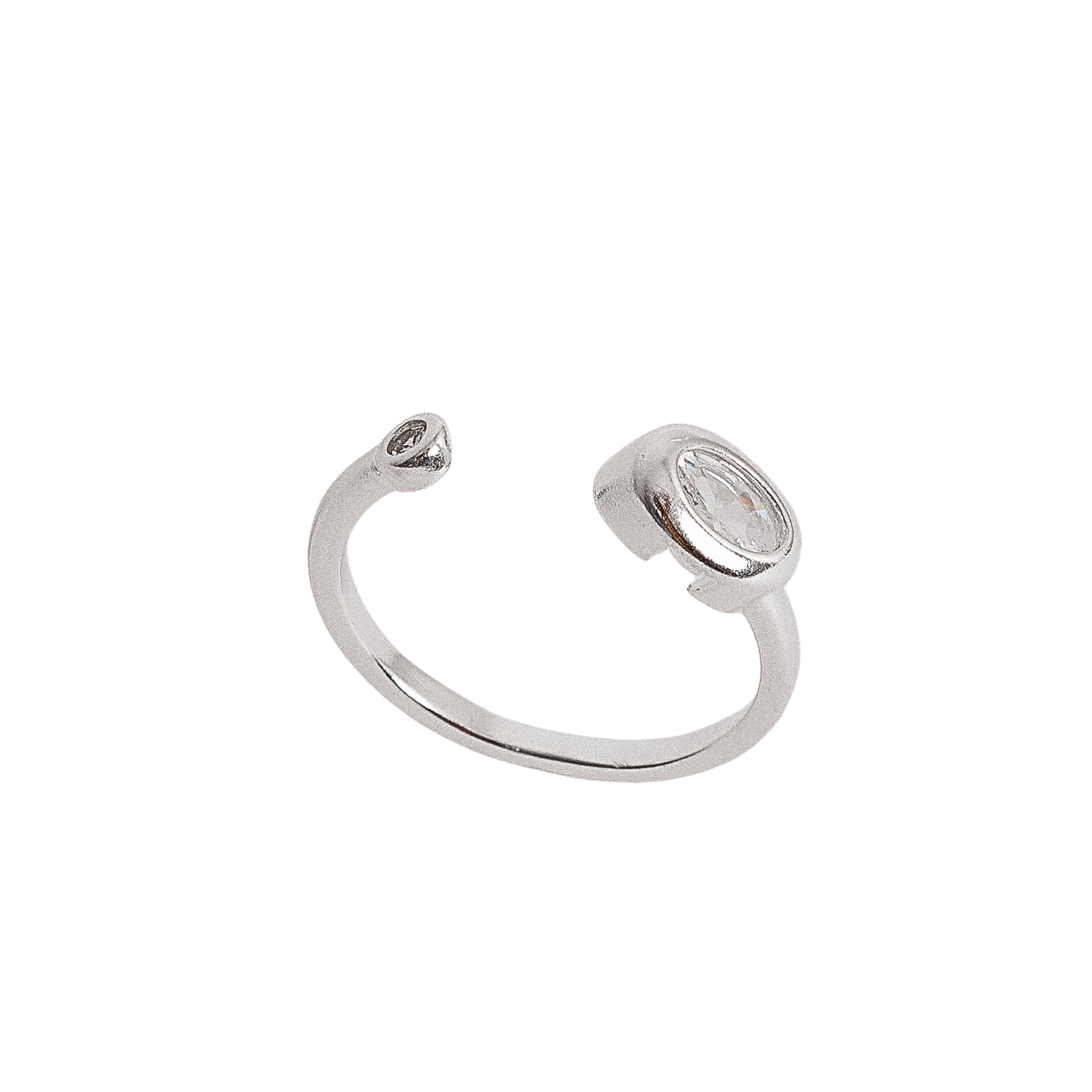 Anel zircônias oval e redonda regulável P