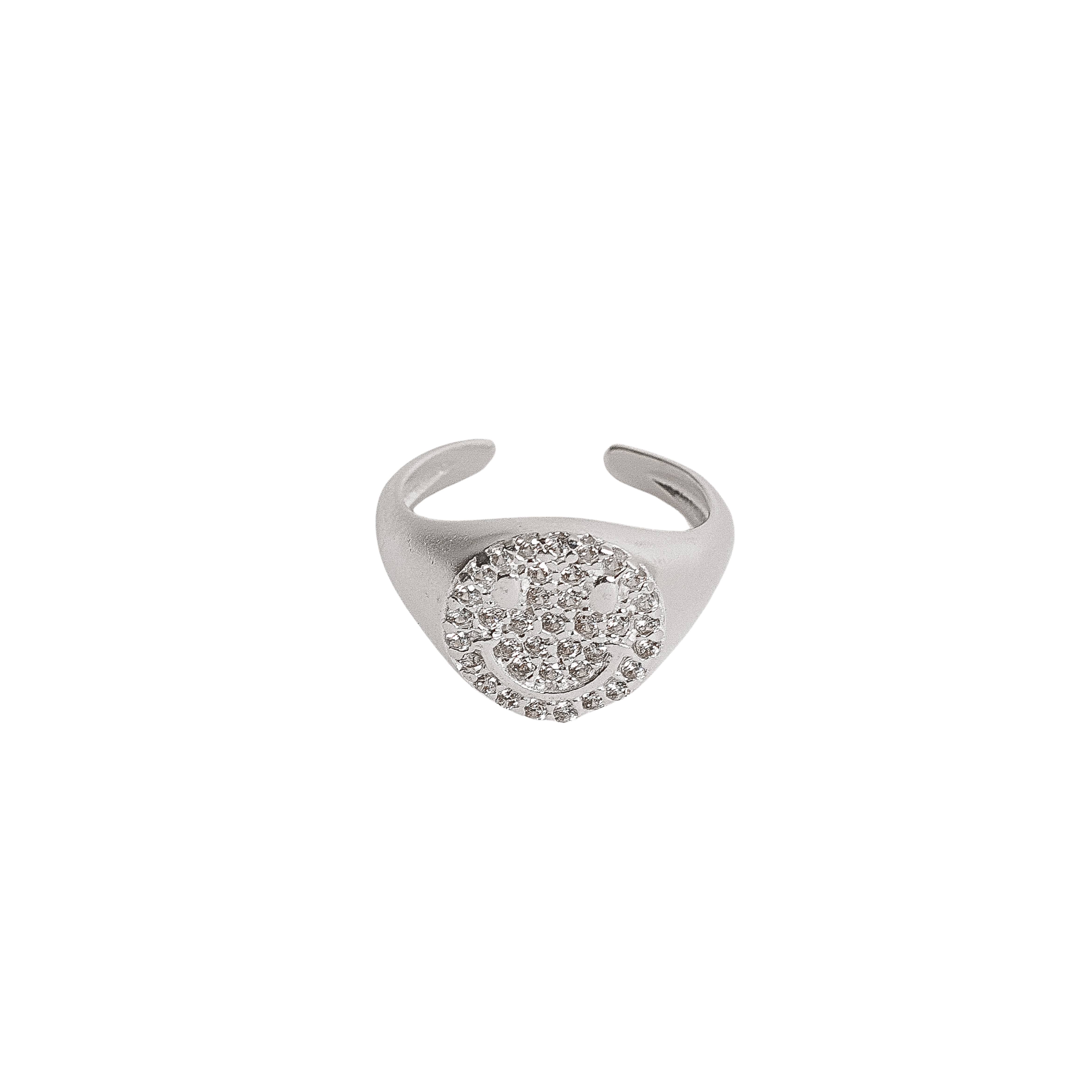 Anel dedinho smile cravejado aberto