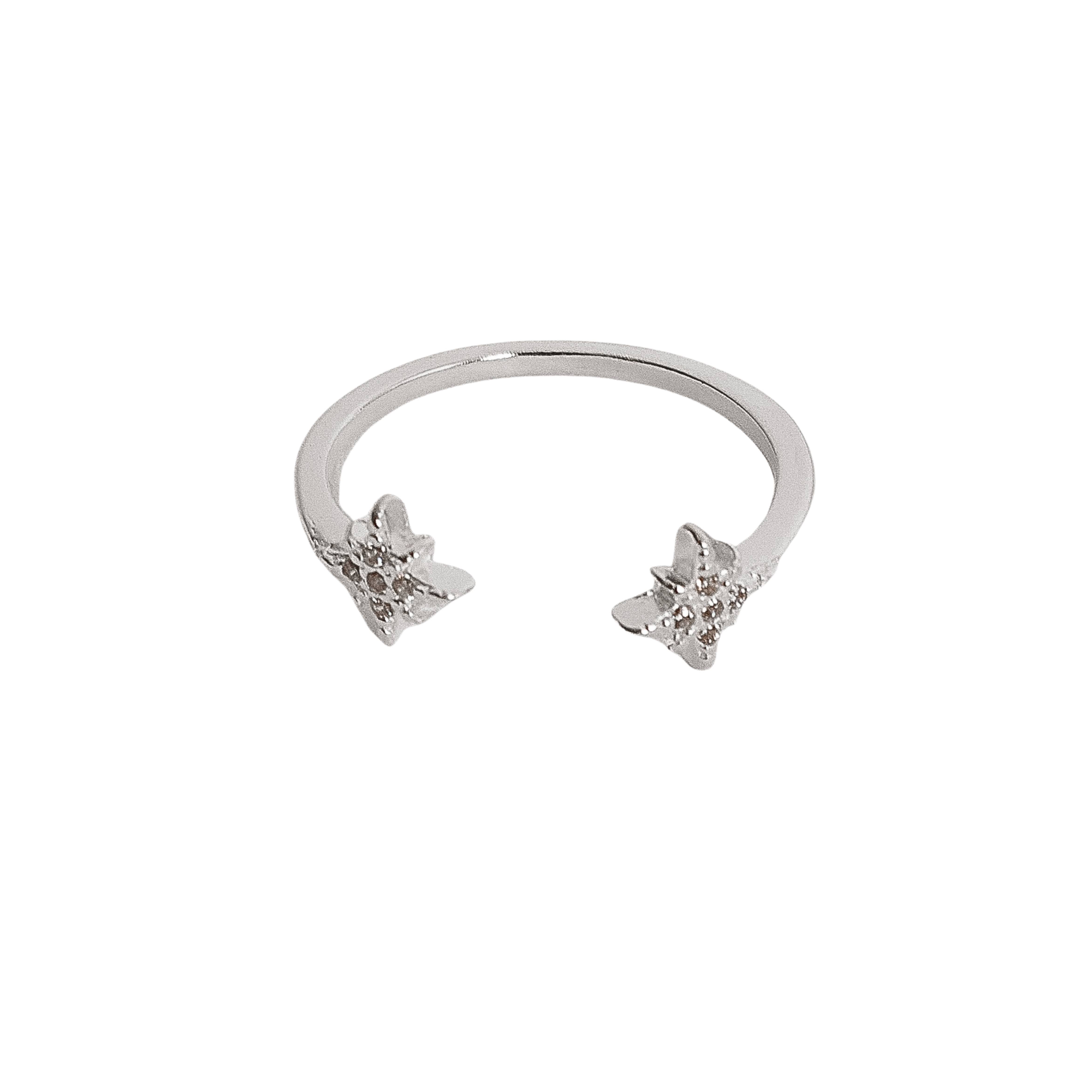 Anel estrela 8 pontas cravejada regulável P