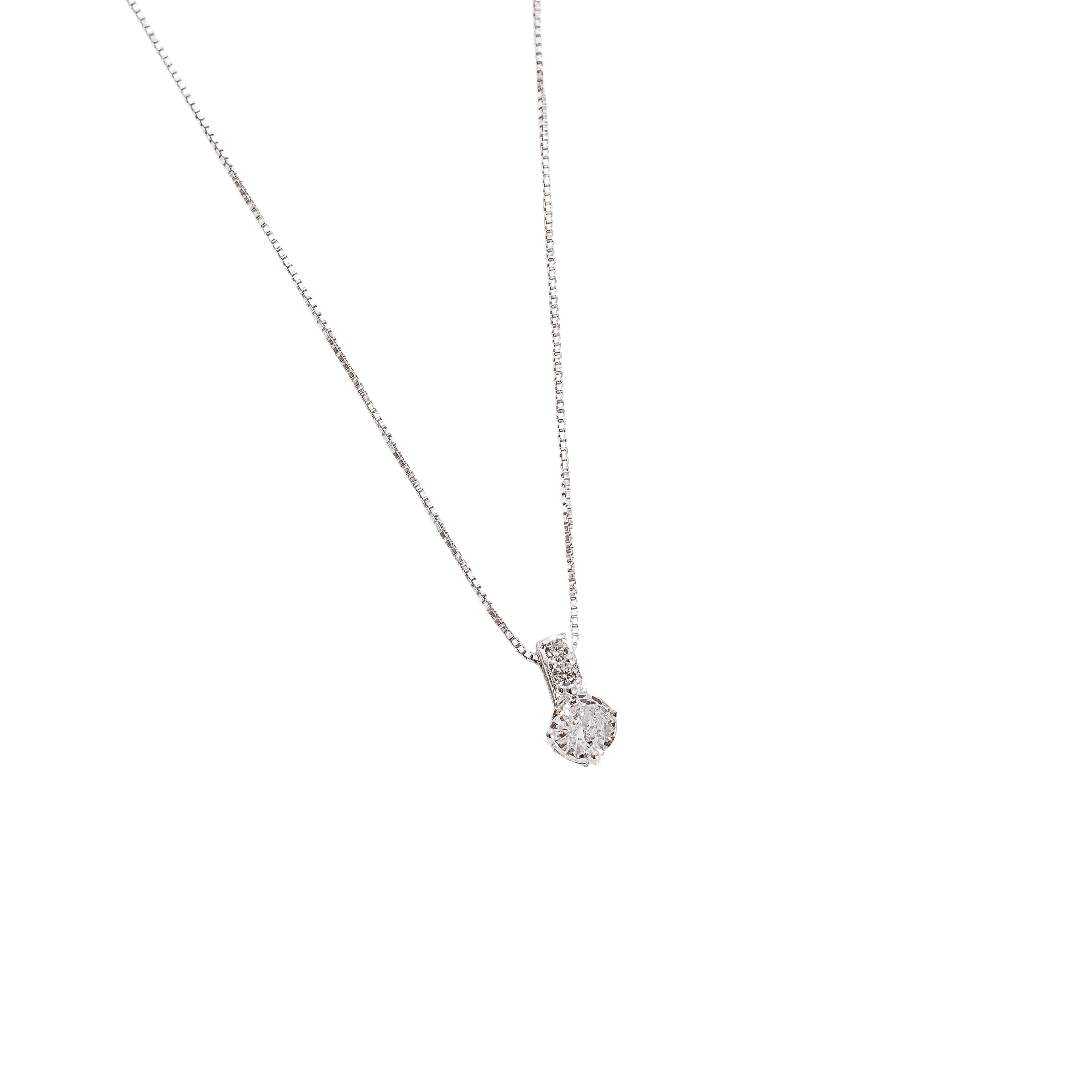 Colar pingente zircônia com elo cravejado 11mm 45cm