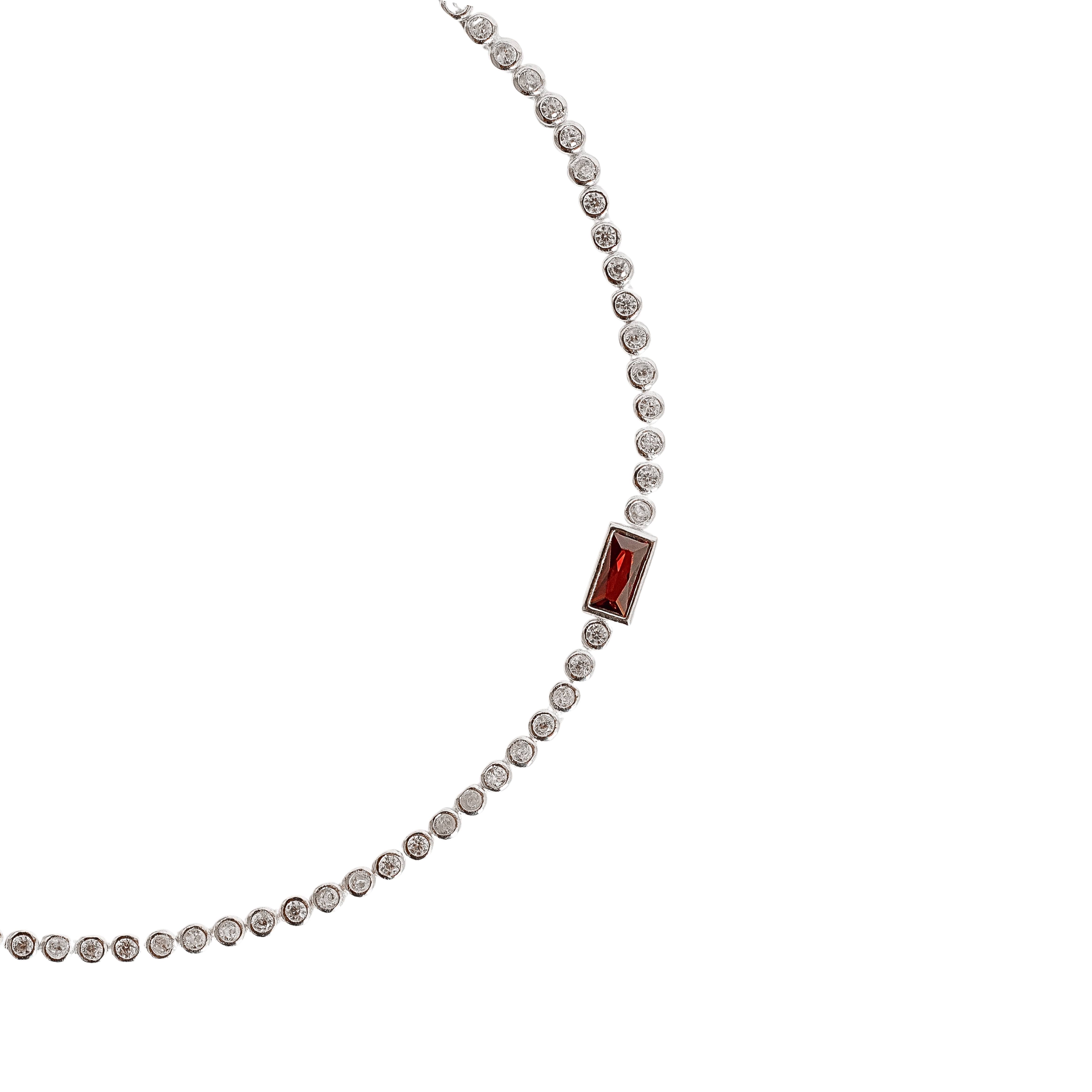 Imagem Pulseira Riviera com zircônia retangular marrom 7mm 17+3cm