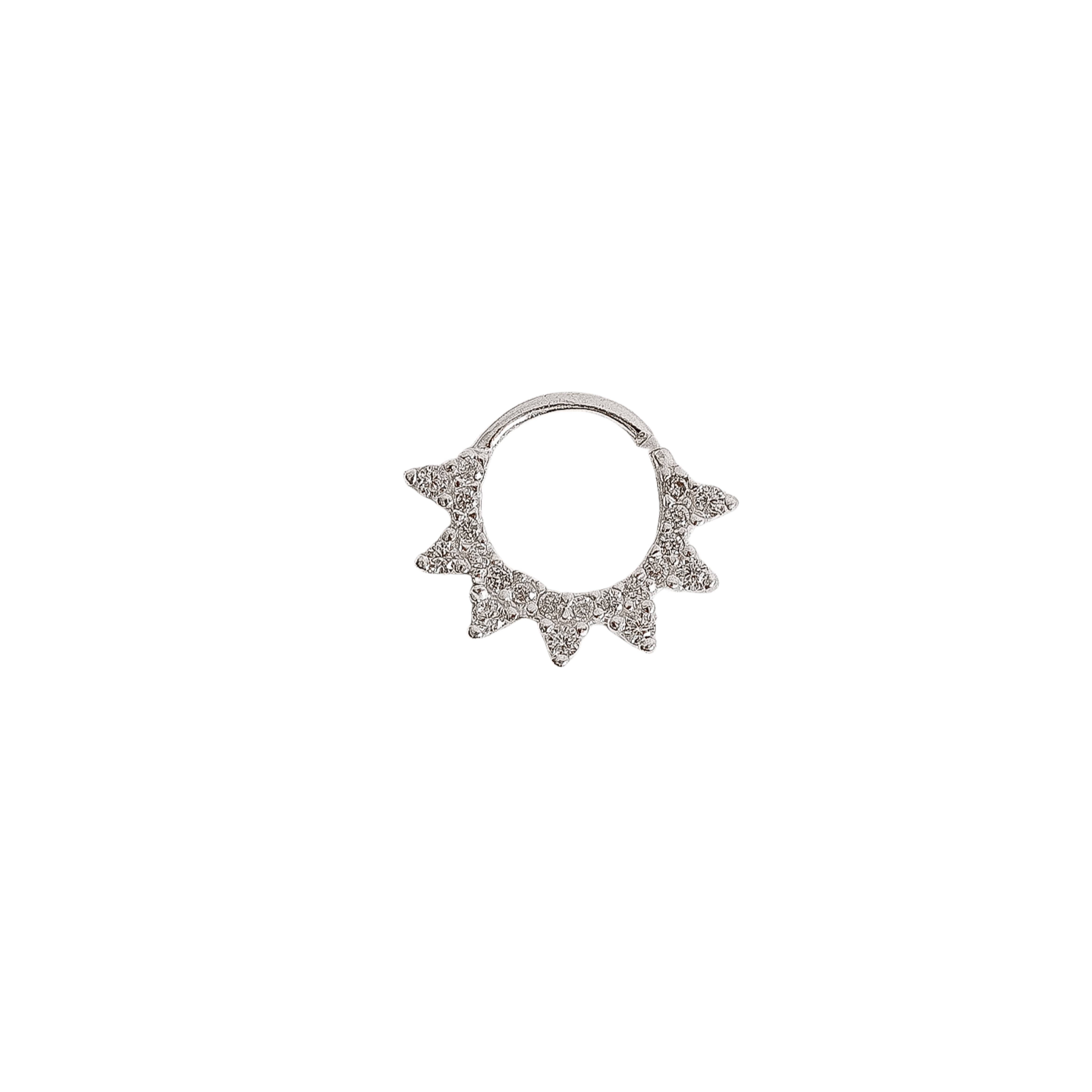 Piercing argola rendada cravejada 7mm