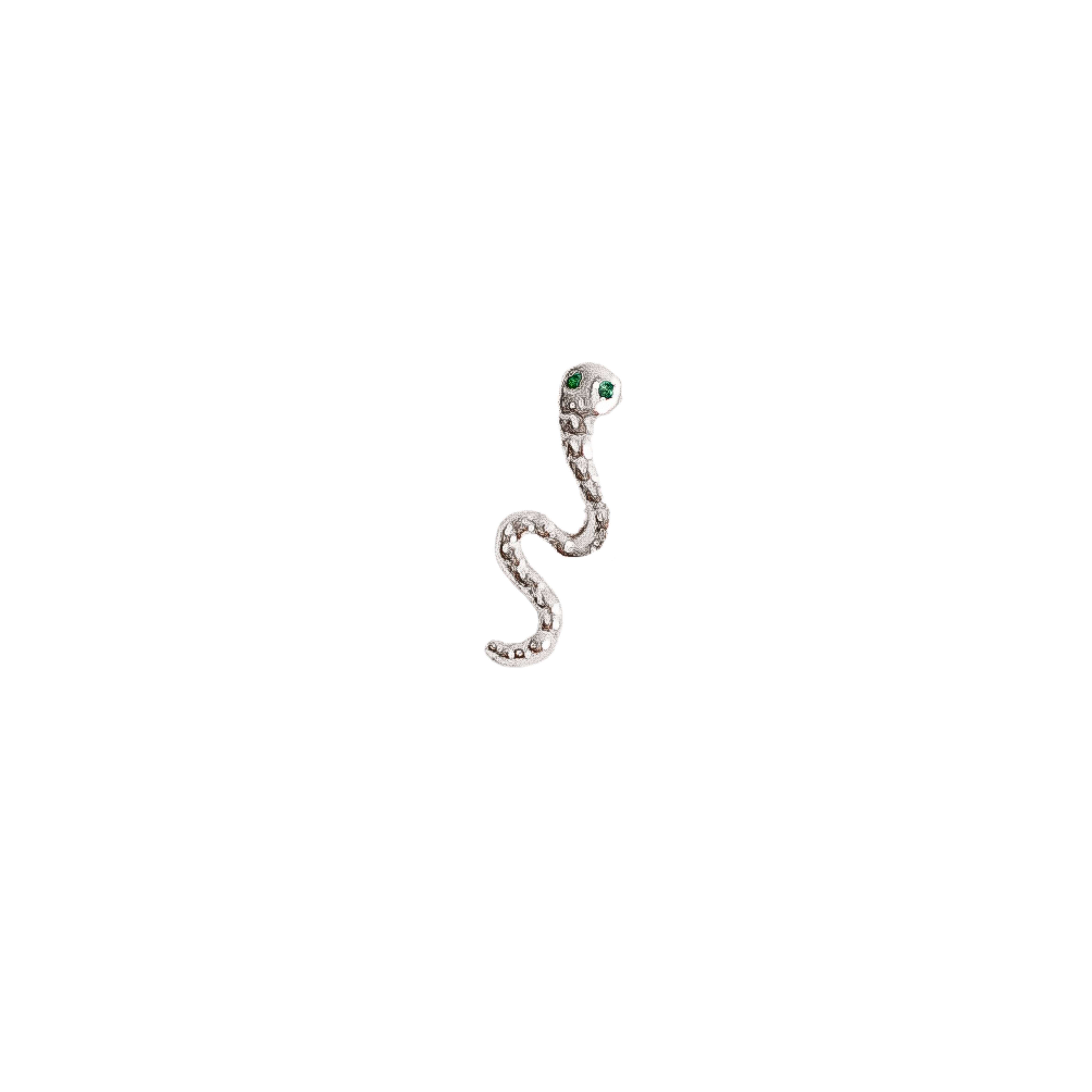 Piercing haste cobra desenhada com zircônia verde 12mm orelha direita