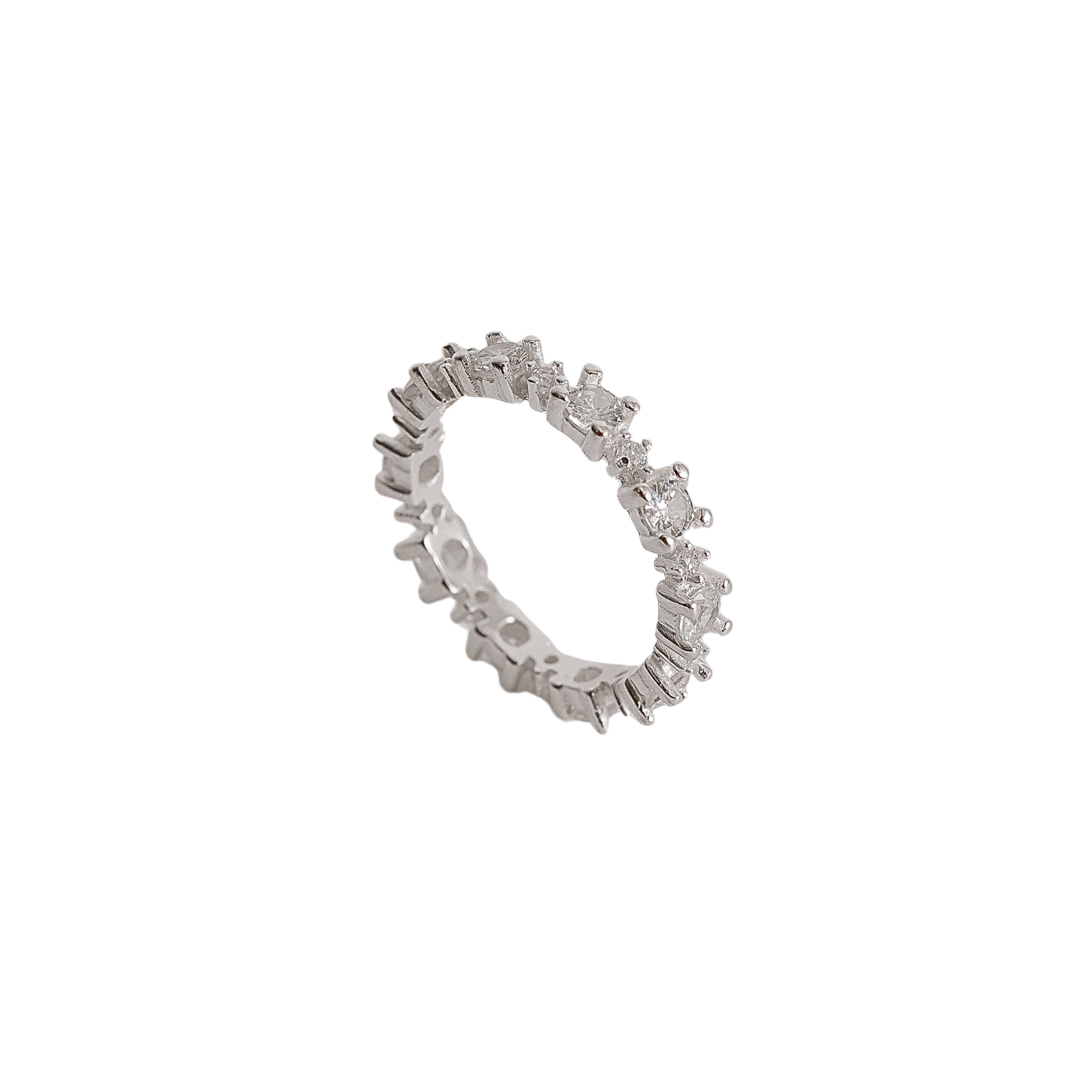 Anel aliança zircônias redondas