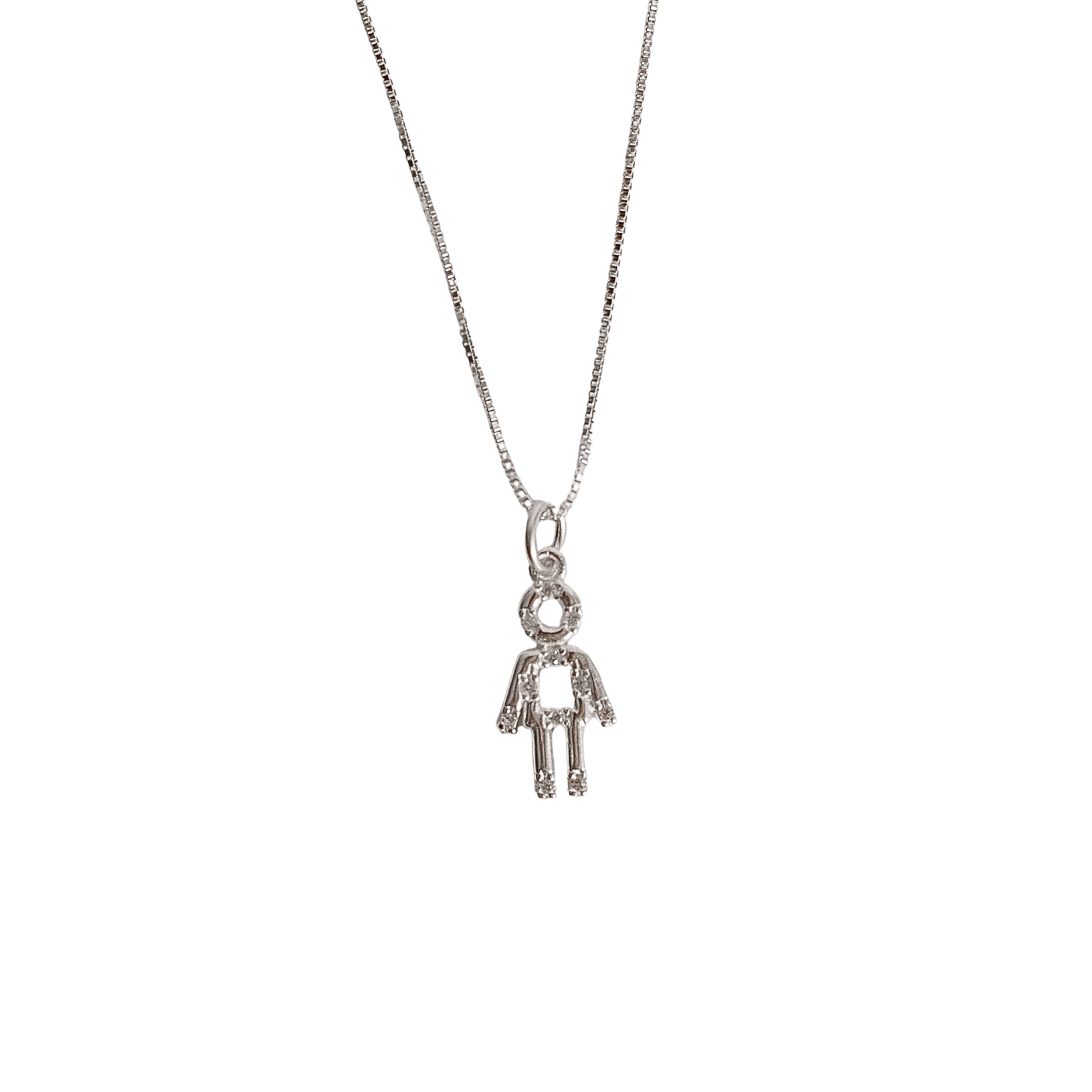 Colar pingente menino com zircônias 14mm 45cm