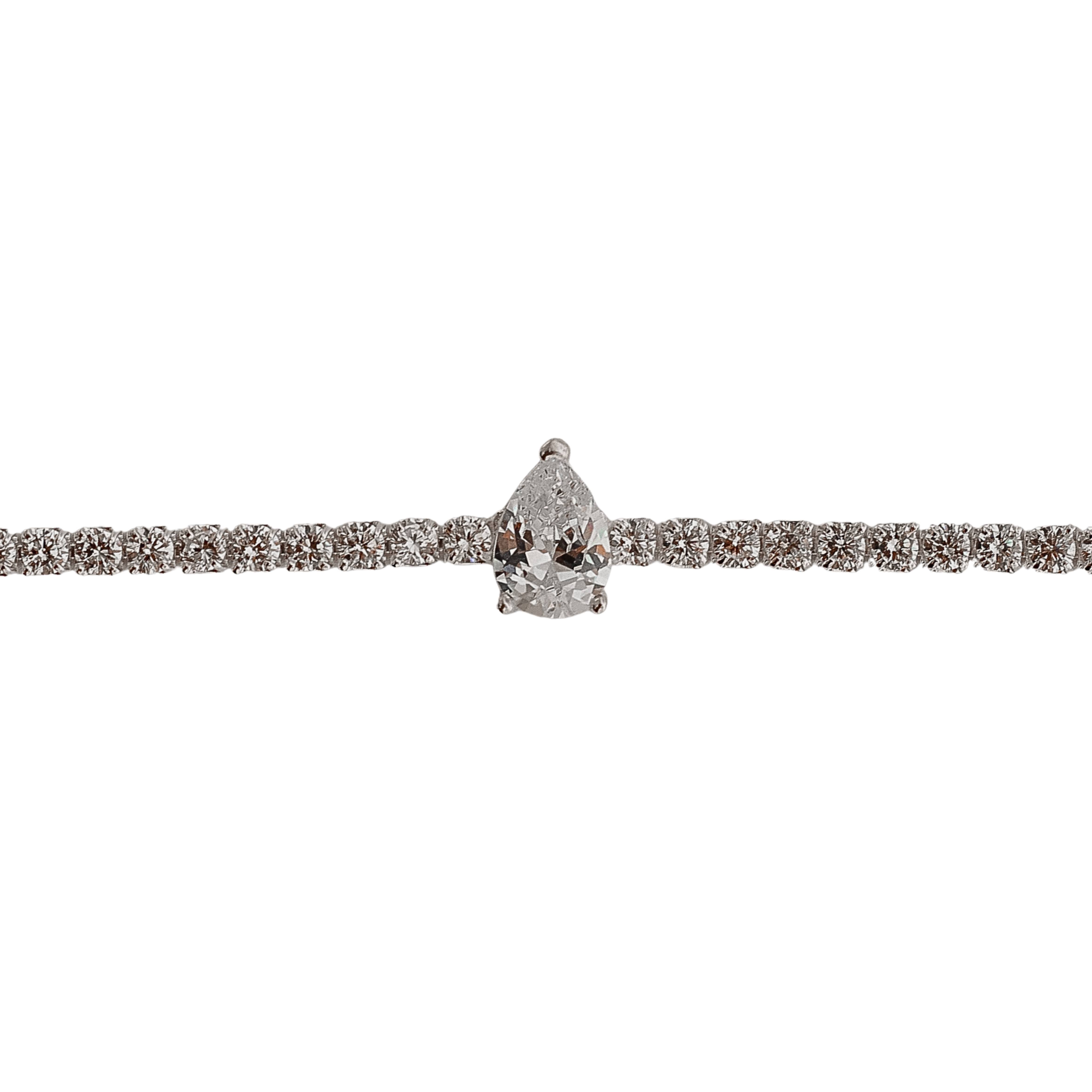 Pulseira Riviera 2mm detalhe zircônia gota 16+4cm