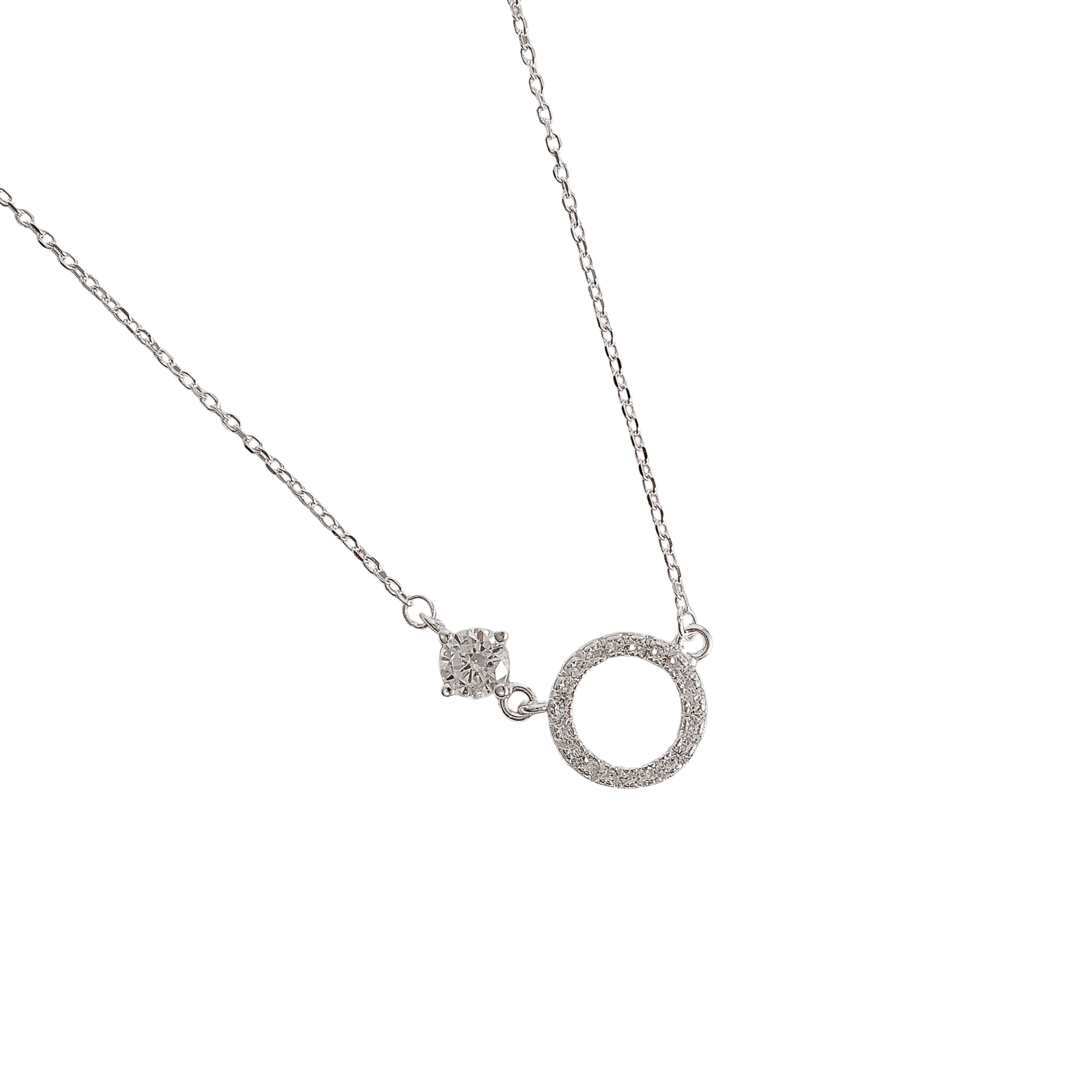 Colar entremeio círculo vazado cravejado e zircônia corrente cadeado 40+5cm