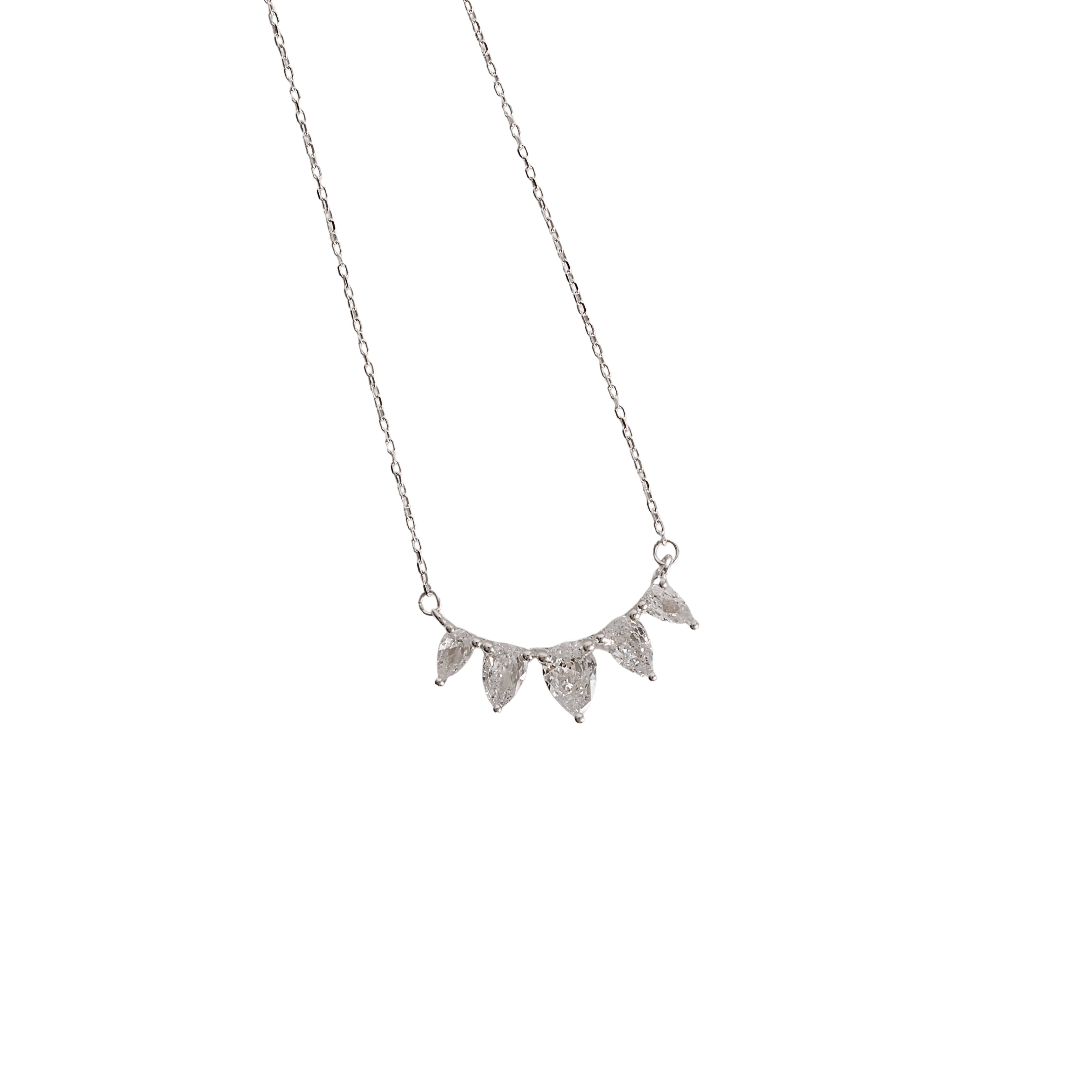 Colar entremeio zircônias gota cristal 24mm 40+5cm