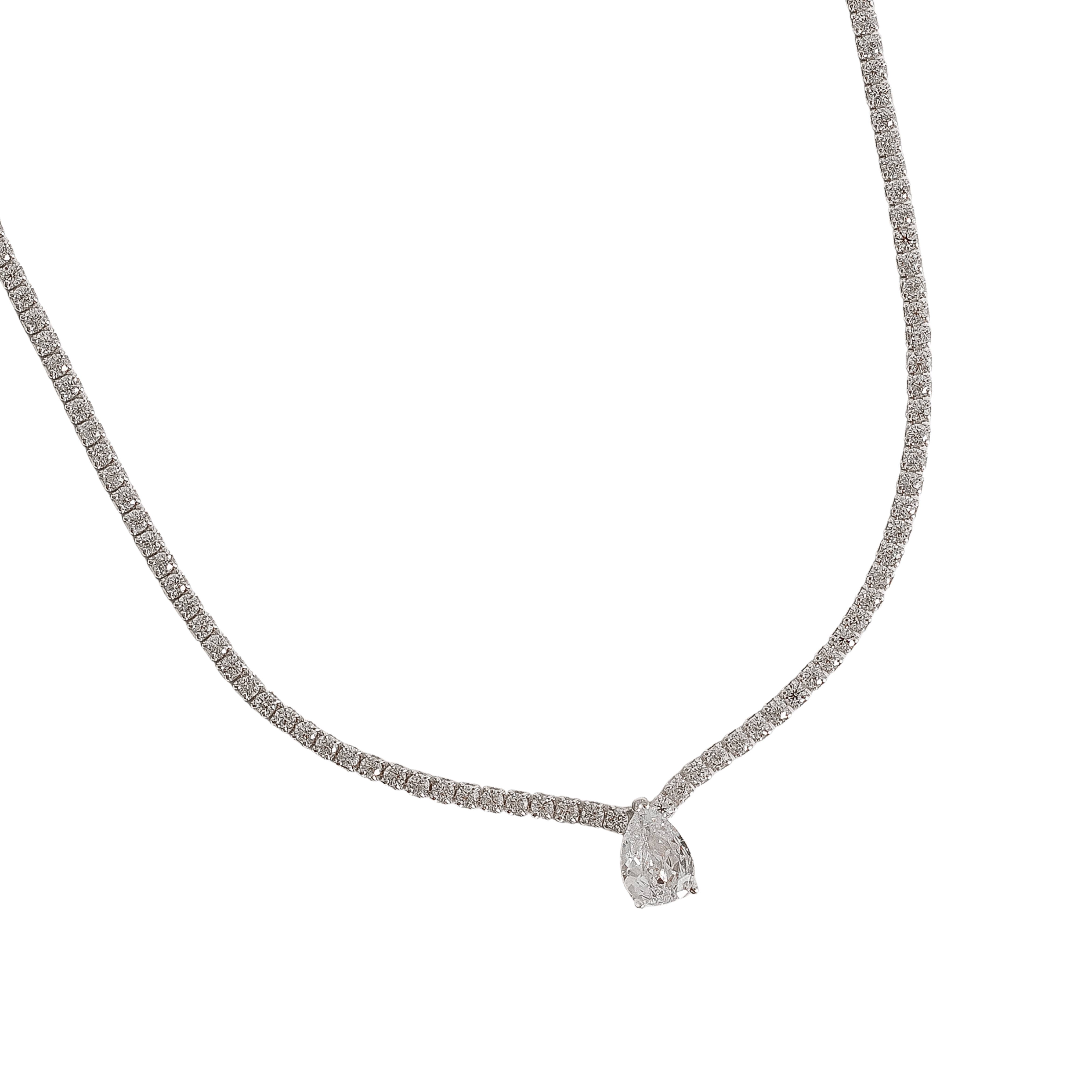 Colar Riviera 1.7 com zircônia gota 7mm 40+5cm