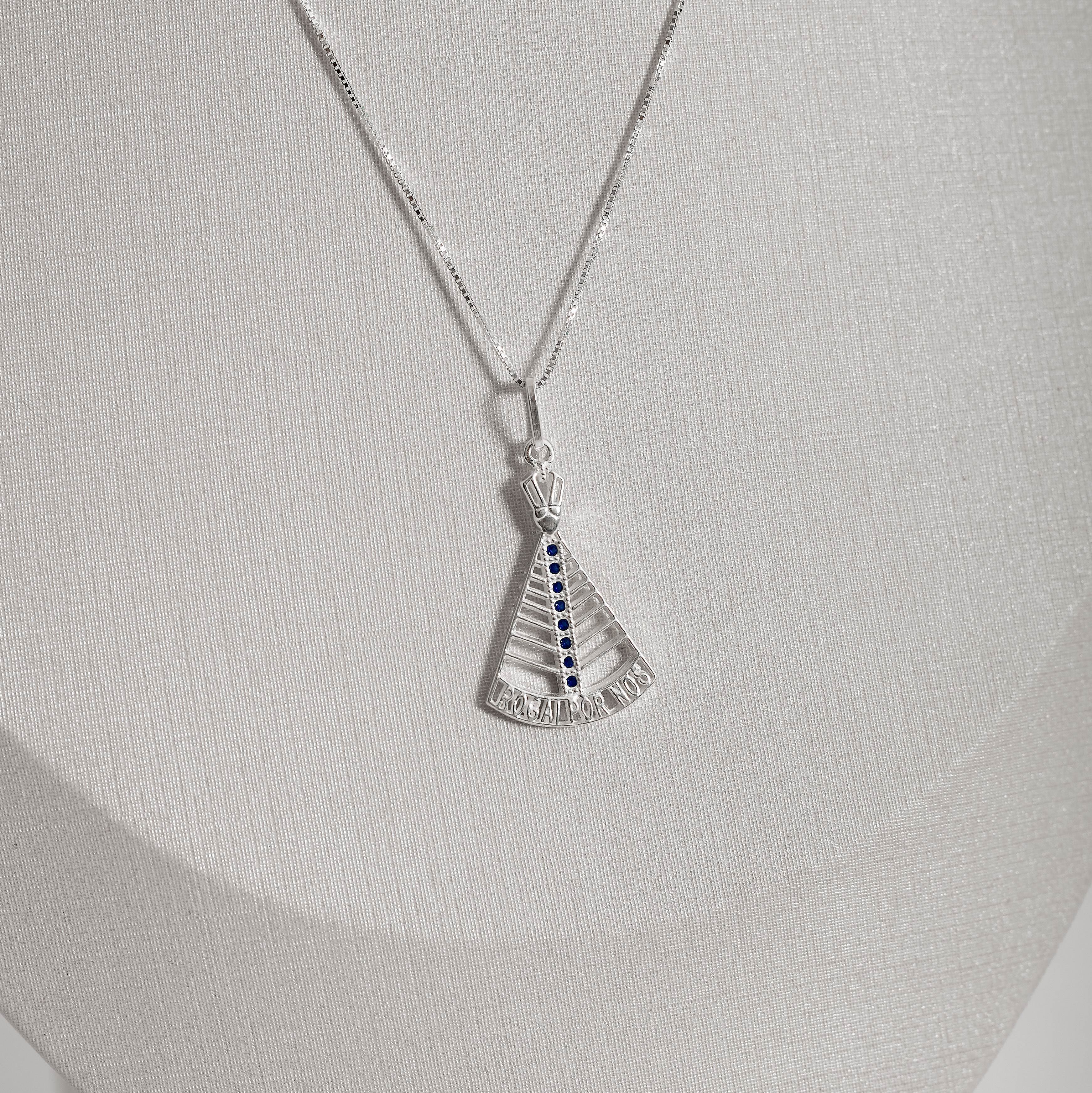 Colar pingente Nsa. Sra. Aparecida rogai por nós 25mm 45cm