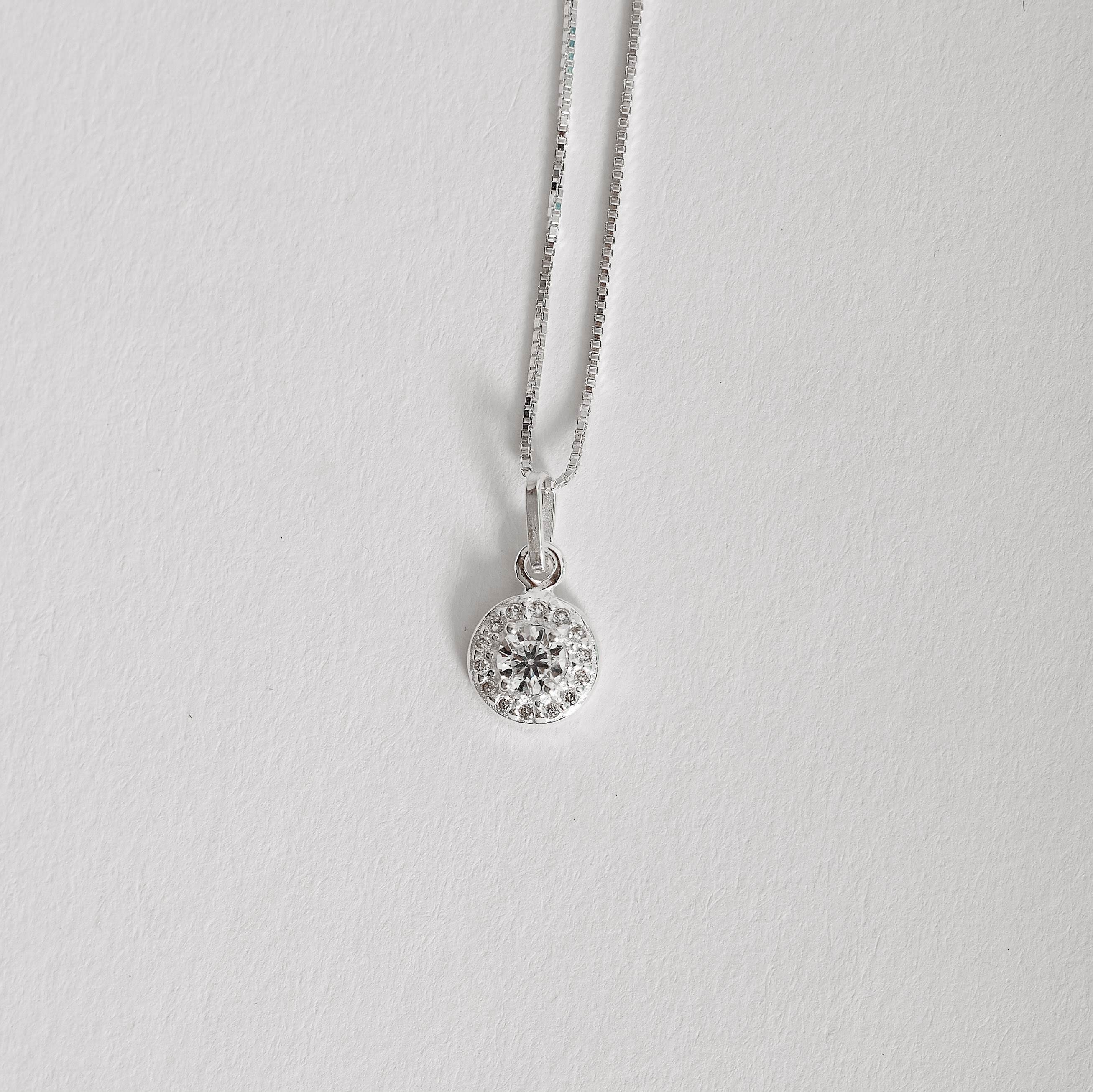 Colar pingente círculo cravejado 8mm 45cm