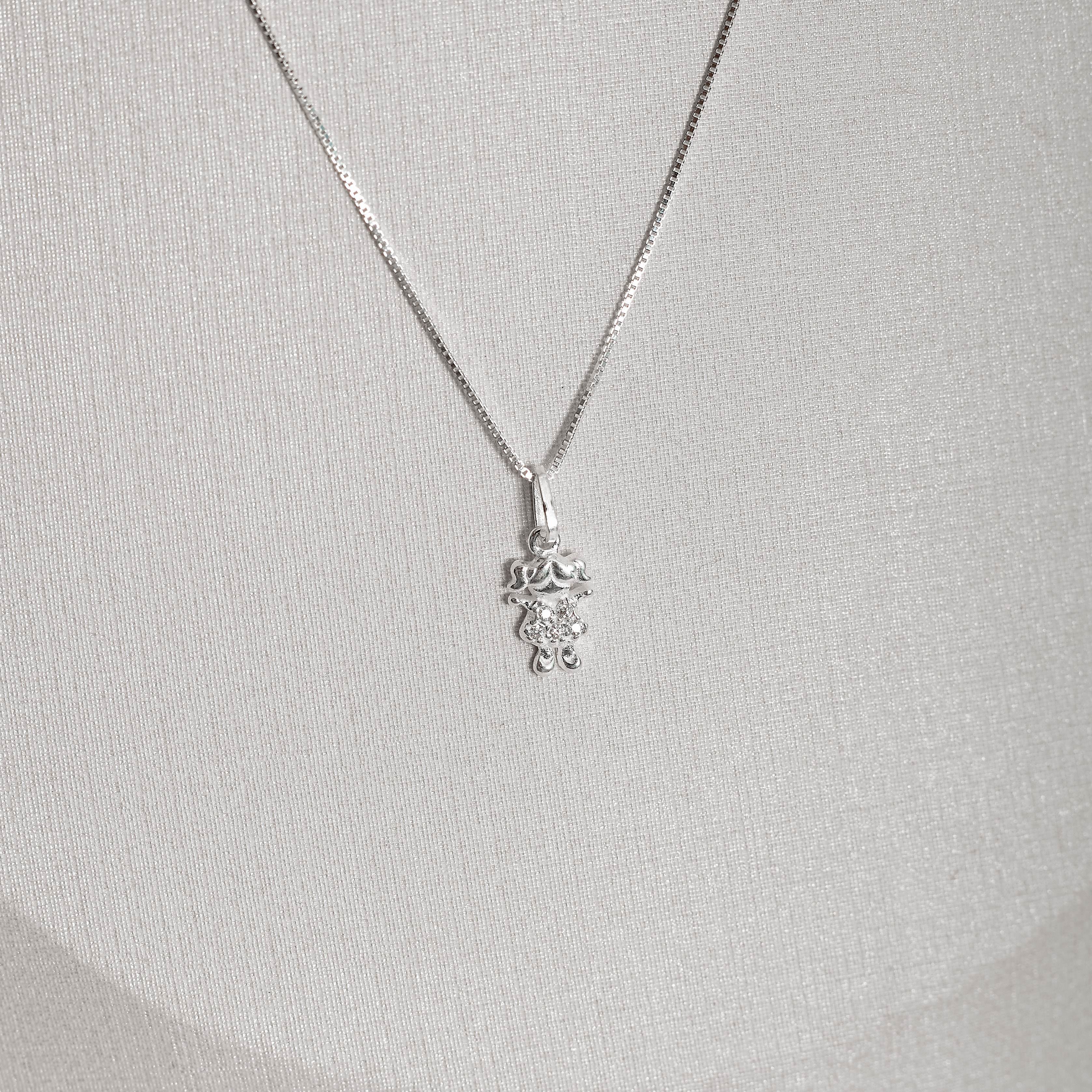 Colar pingente menina cravejada 10mm 45cm