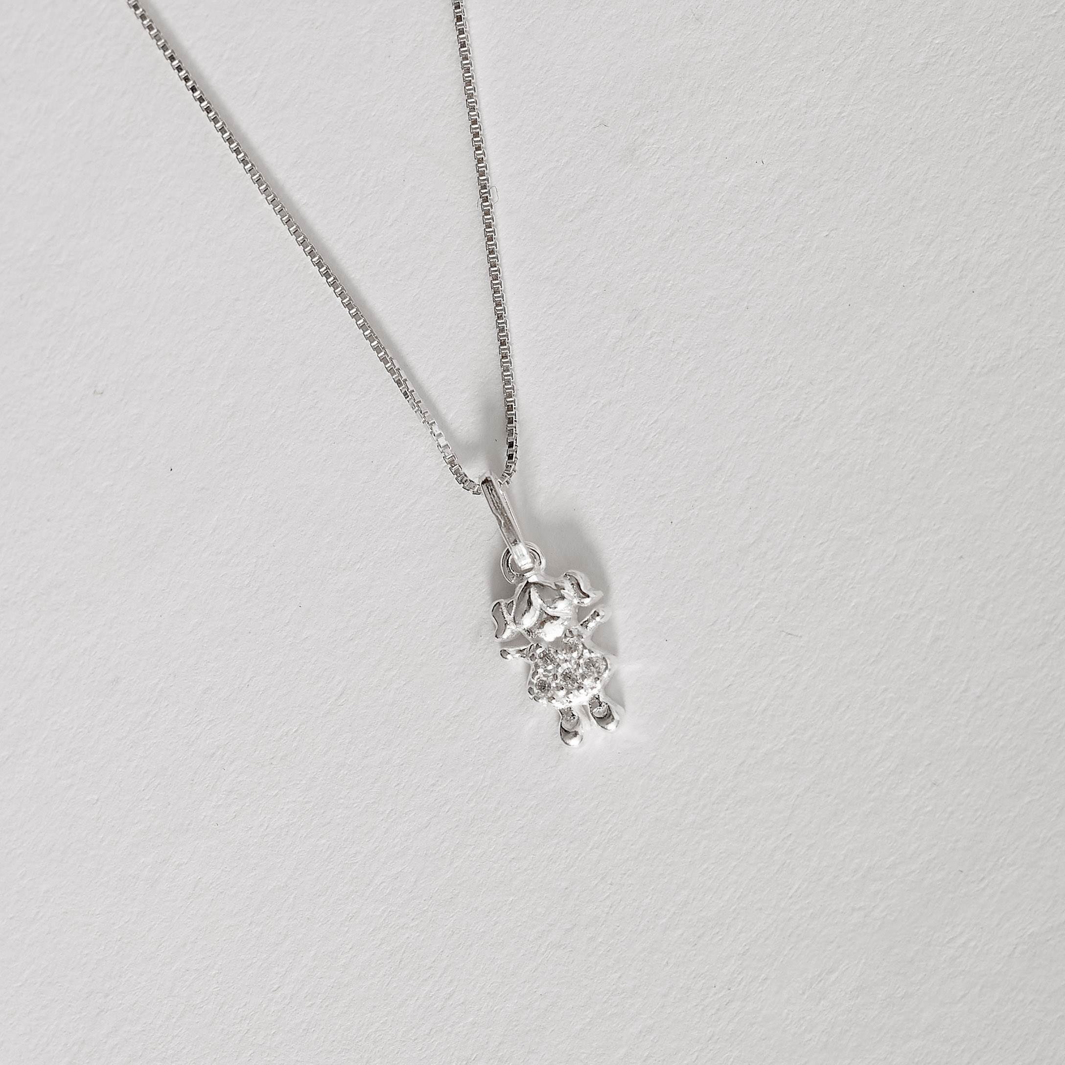 Imagem Secundária Colar pingente menina cravejada 10mm 45cm