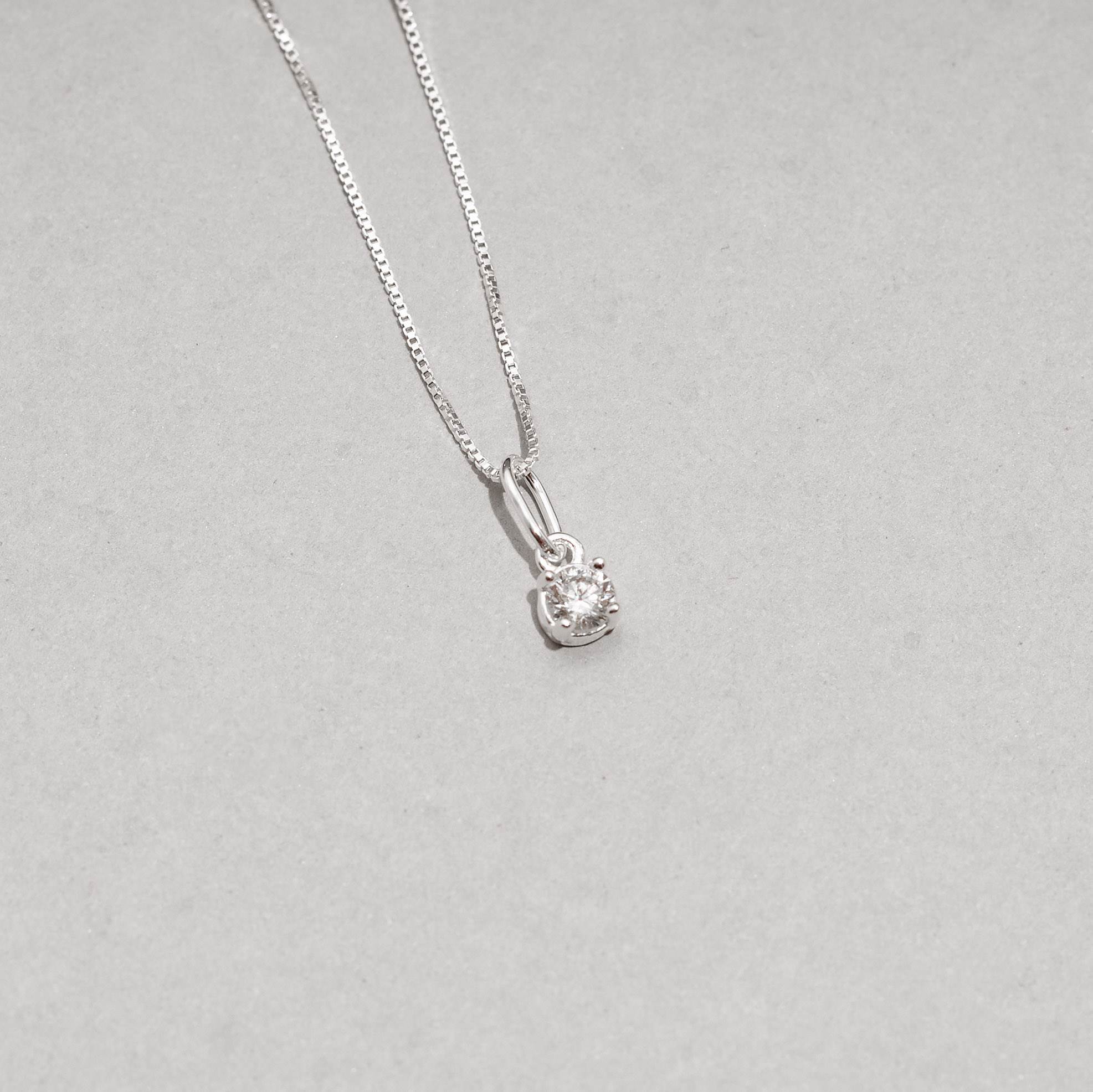 Colar pingente zircônia 4mm 40cm