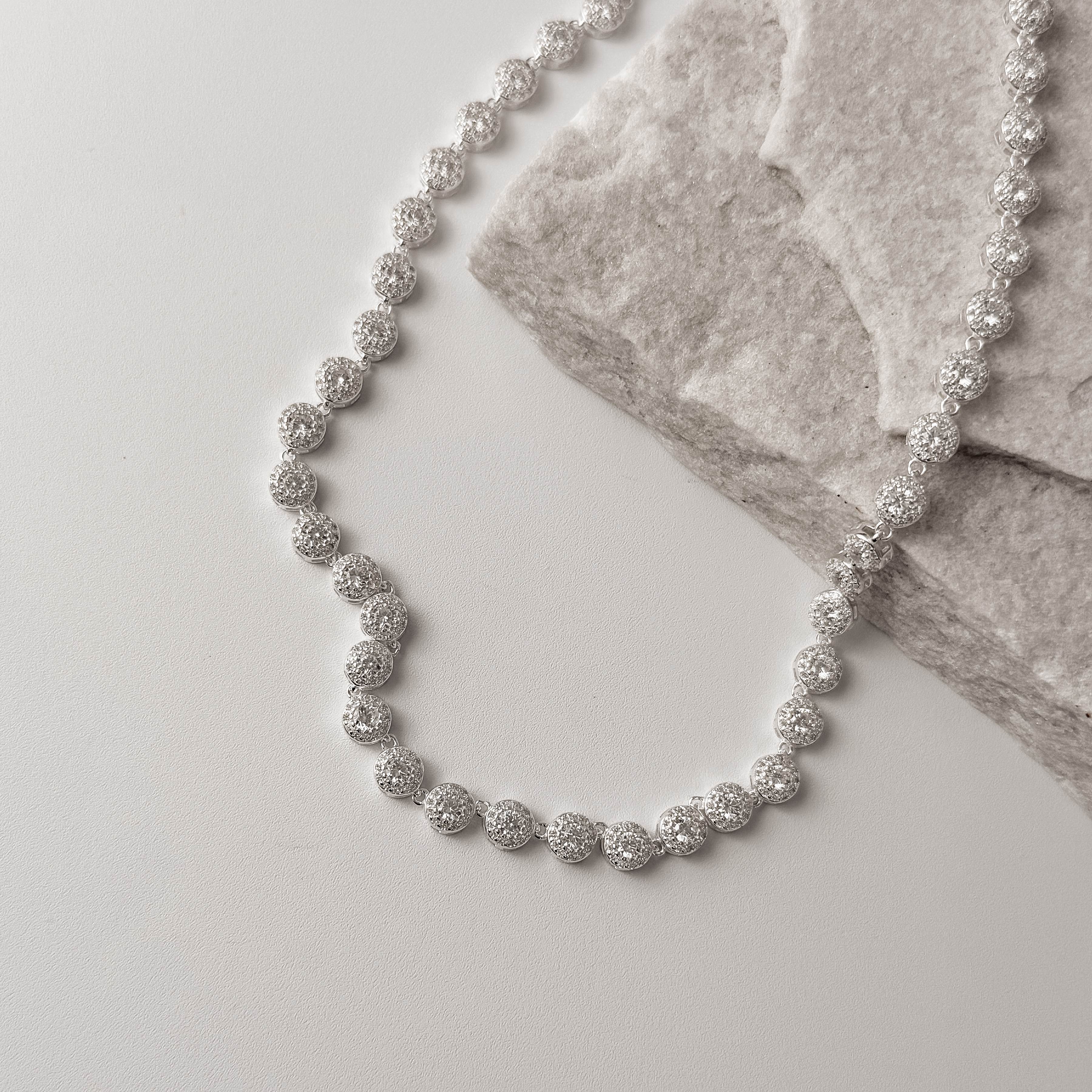 Colar entremeios zircônias redonda com cravejado 5.9 40+5cm