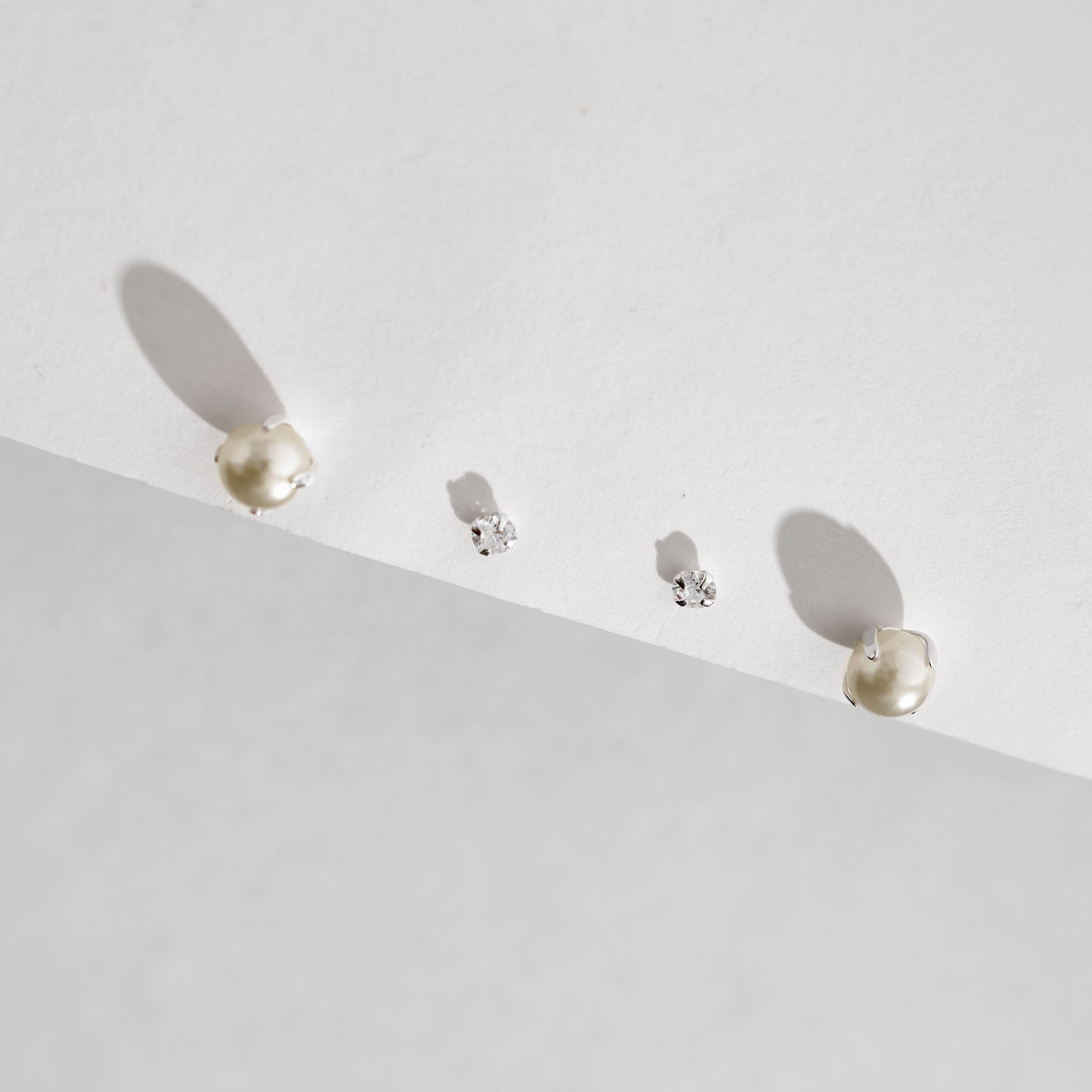 Dupla zircônia 3mm e pérola 6mm