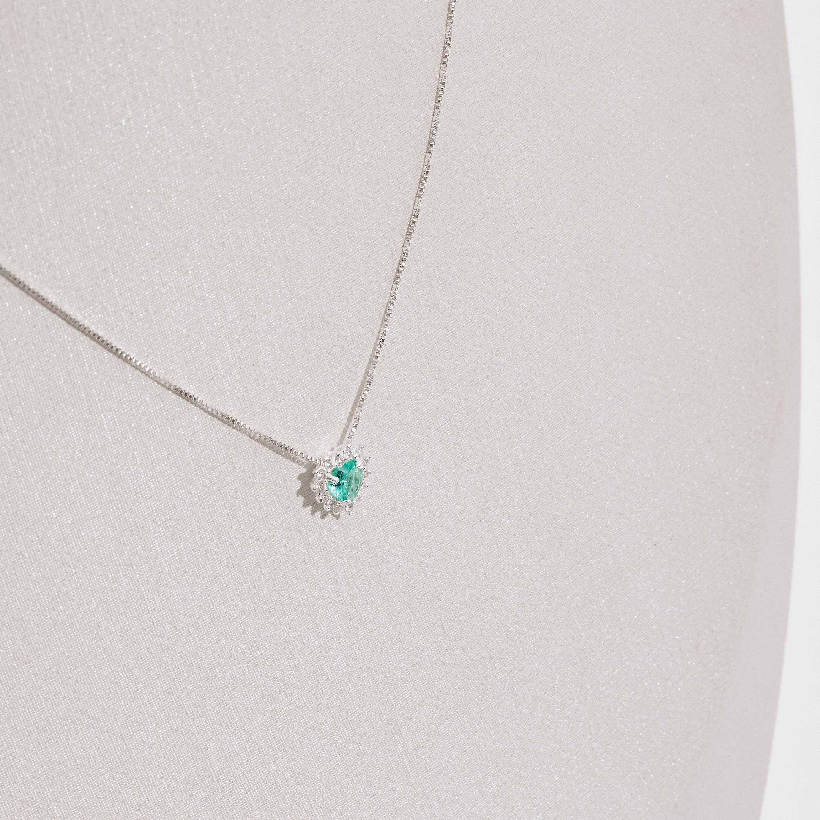 Imagem Secundária Colar zircônia coração turmalina com cravejado 9mm 45cm