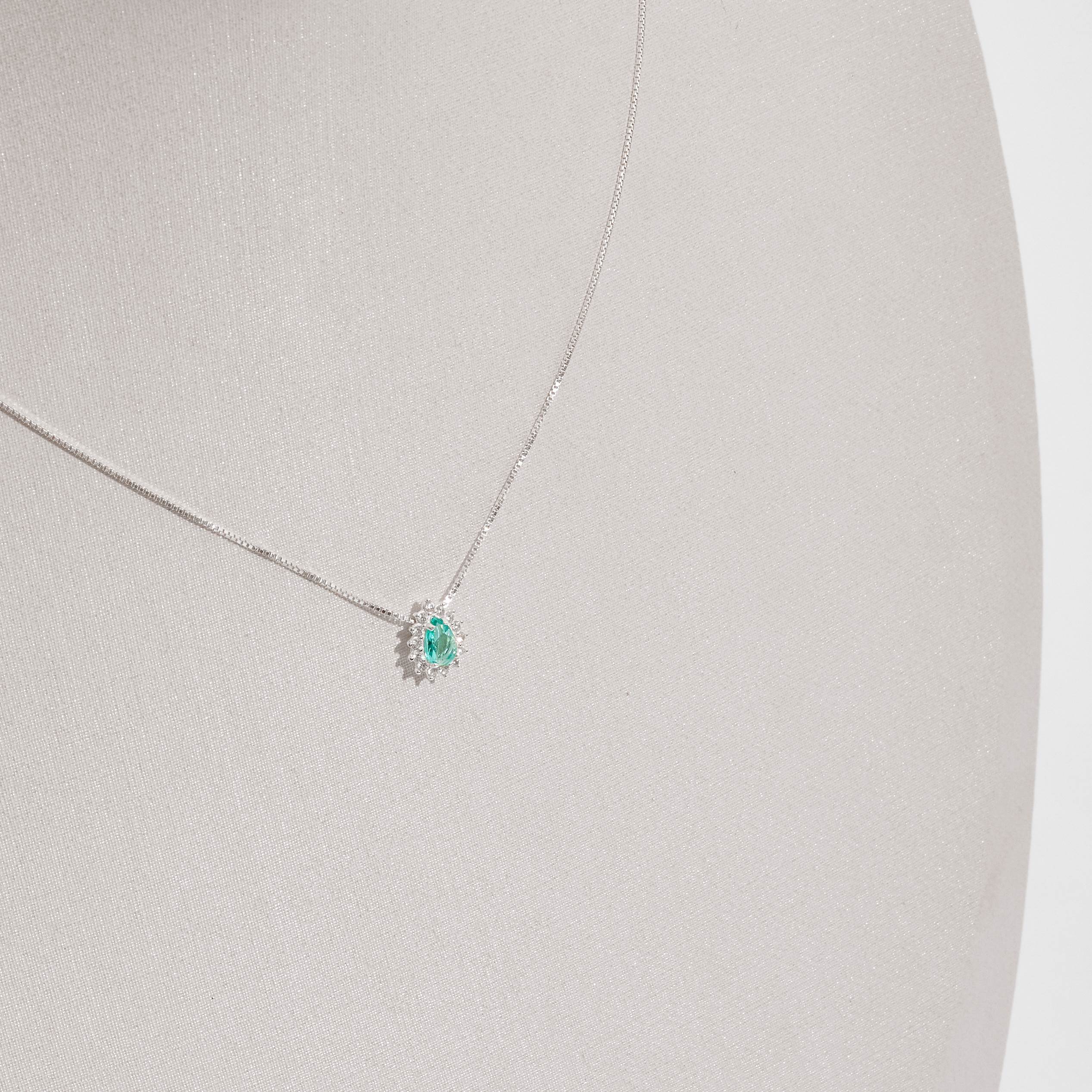 Imagem Secundária Colar zircônia gota turmalina com cravejado 10mm 45cm