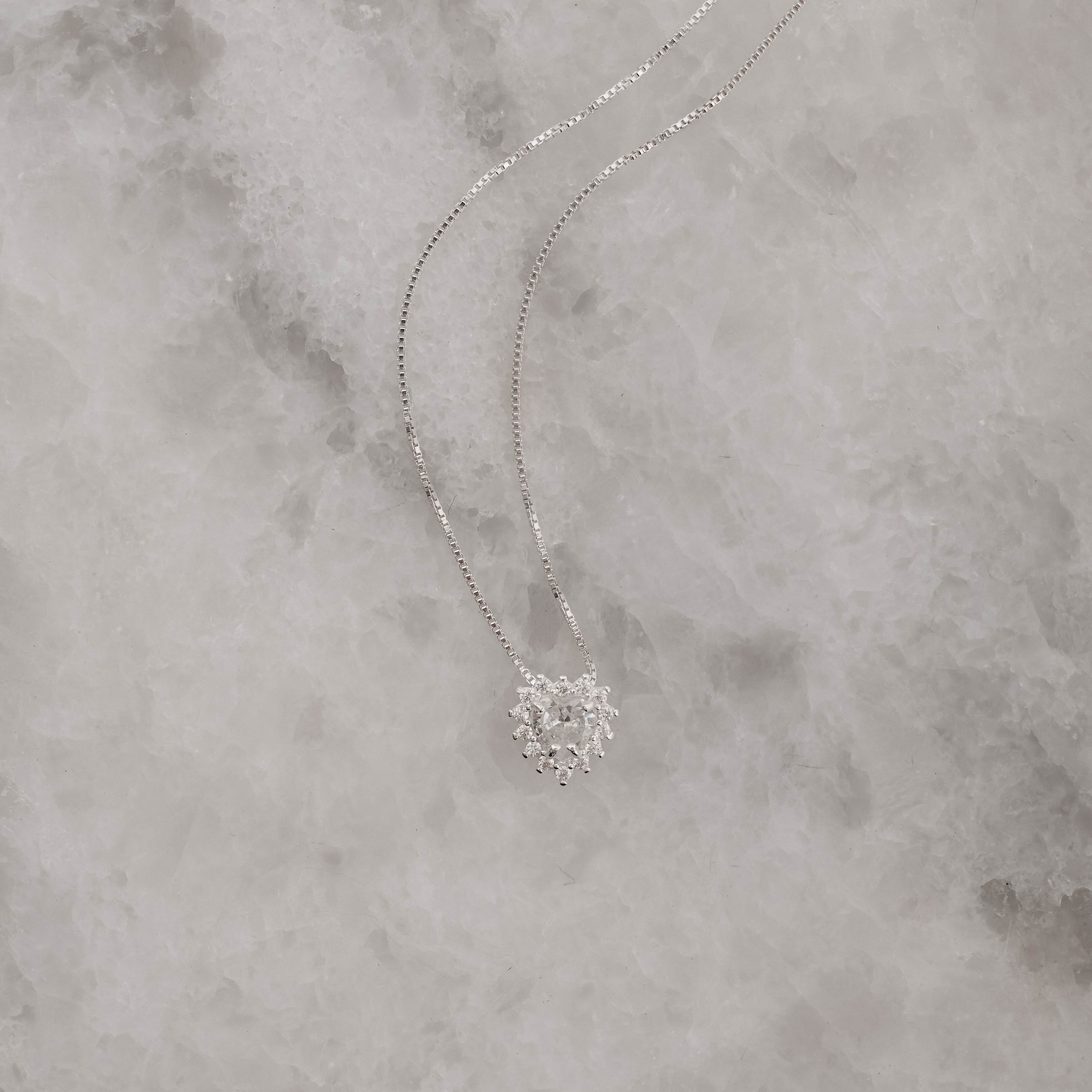 Imagem Secundária Colar zircônia coração com cravejado 9mm 45cm