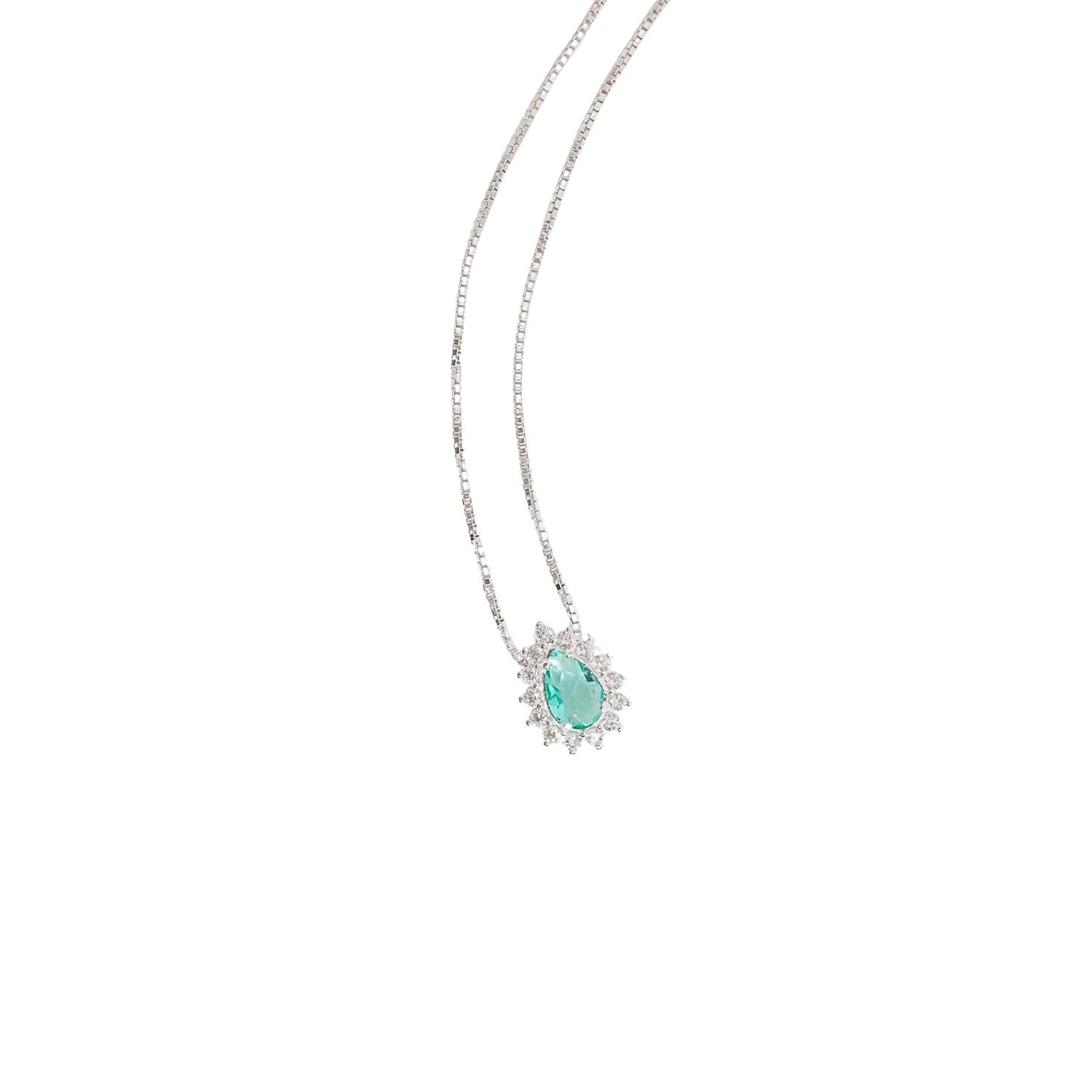 Imagem Colar zircônia gota turmalina com cravejado 10mm 45cm