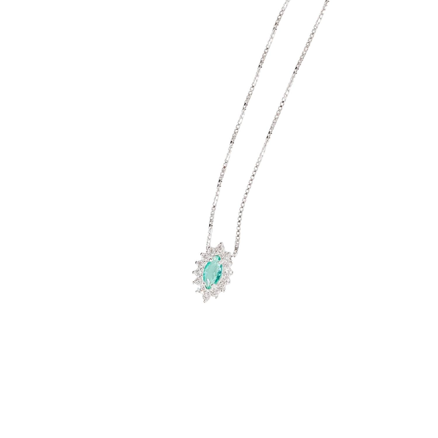 Imagem Colar zircônia navete turmalina com cravejado 10mm 45cm