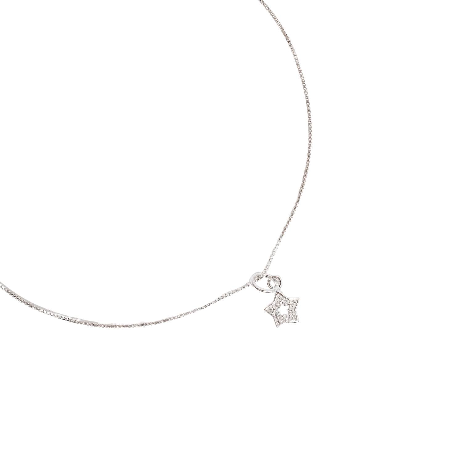 Imagem Colar pingente estrela vazada cravejada 7mm 40cm