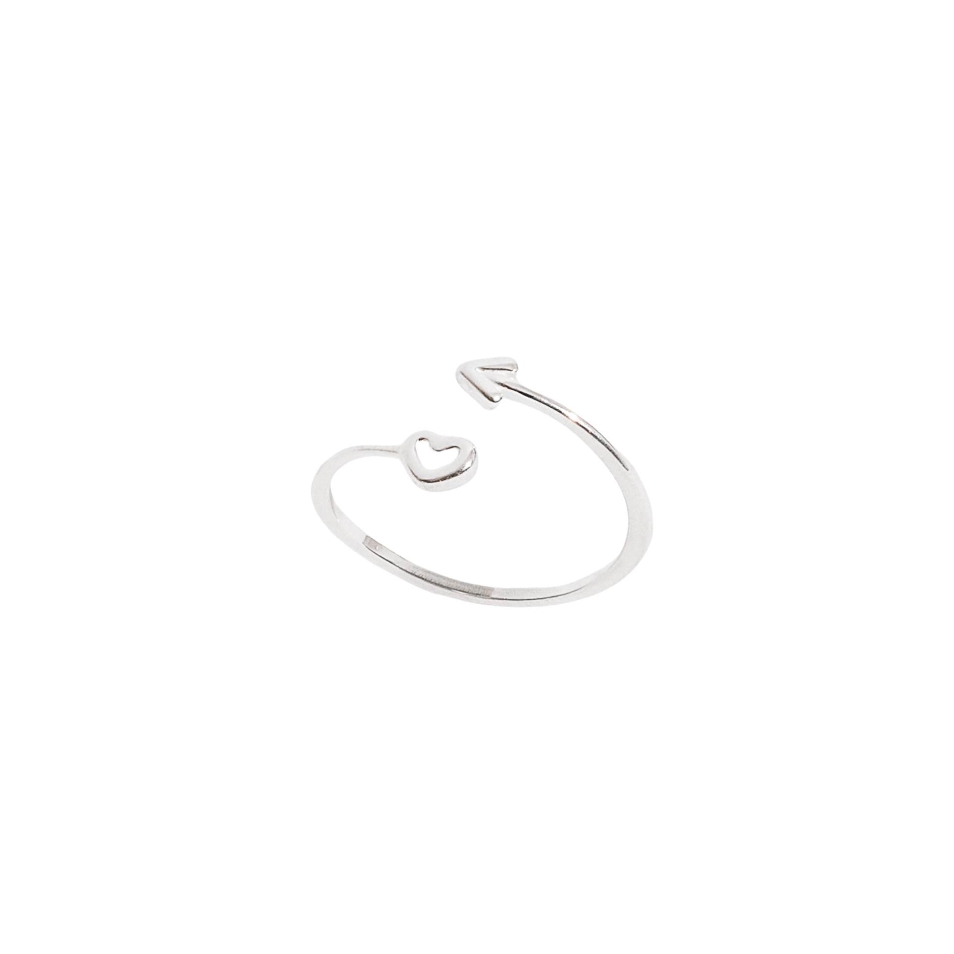 Anel coração vazado e seta regulável G