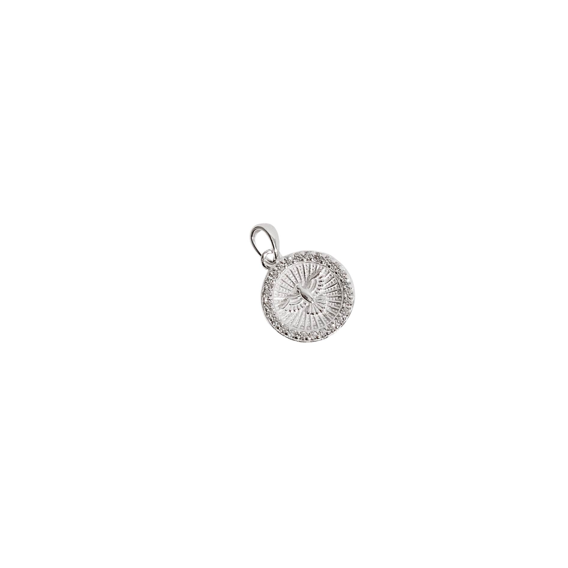 Pingente medalha Espírito Santo cravejada 13mm