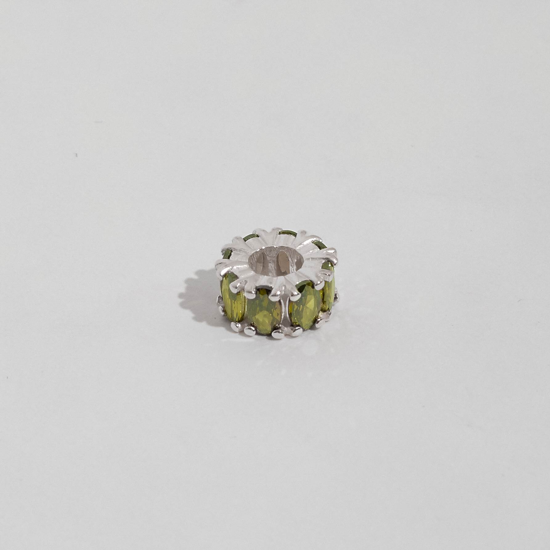 Berloque separador zircônias ovais verde 11mm
