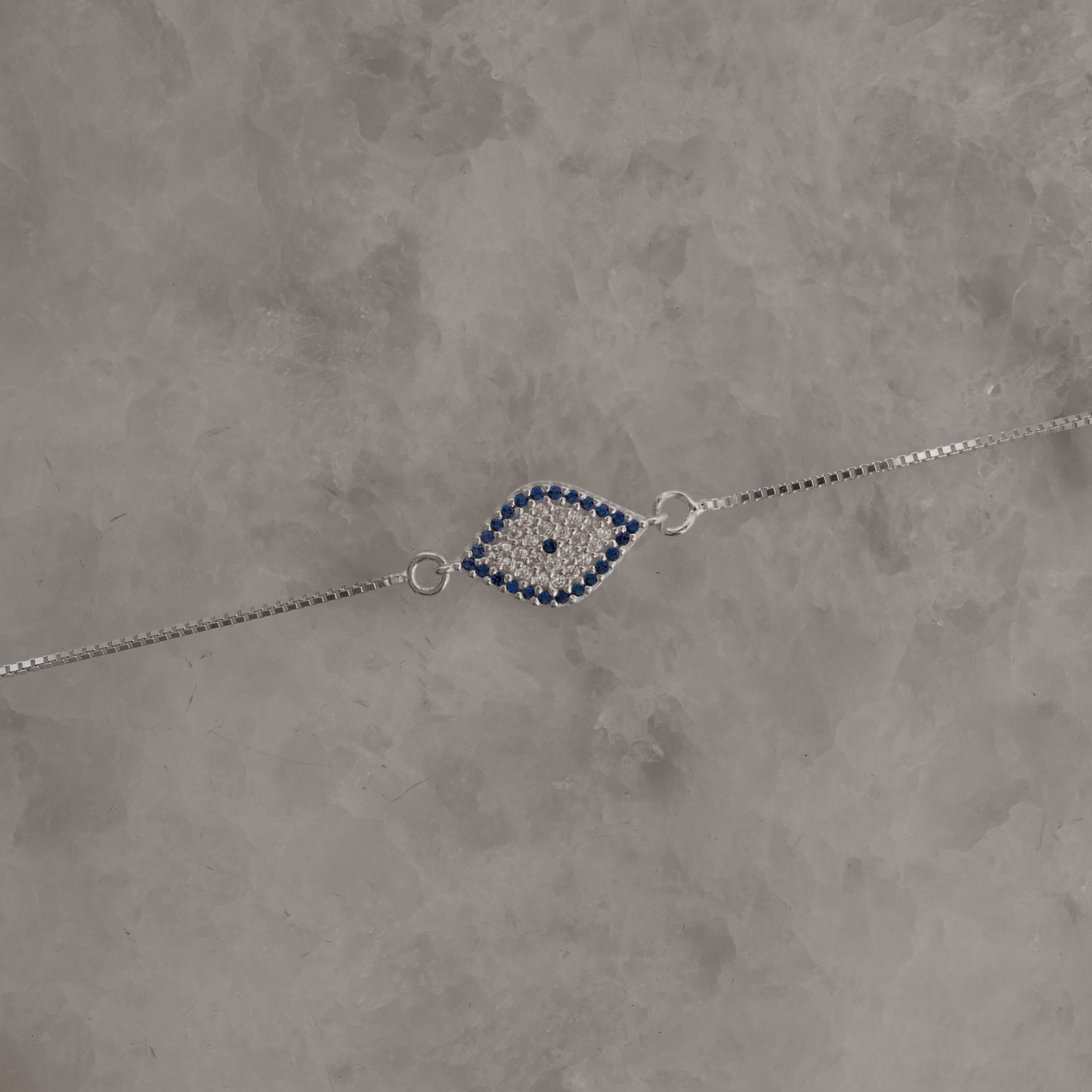 Imagem Secundária Pulseira entremeio olho grego navete cravejado 14mm v15 16cm com alongadora