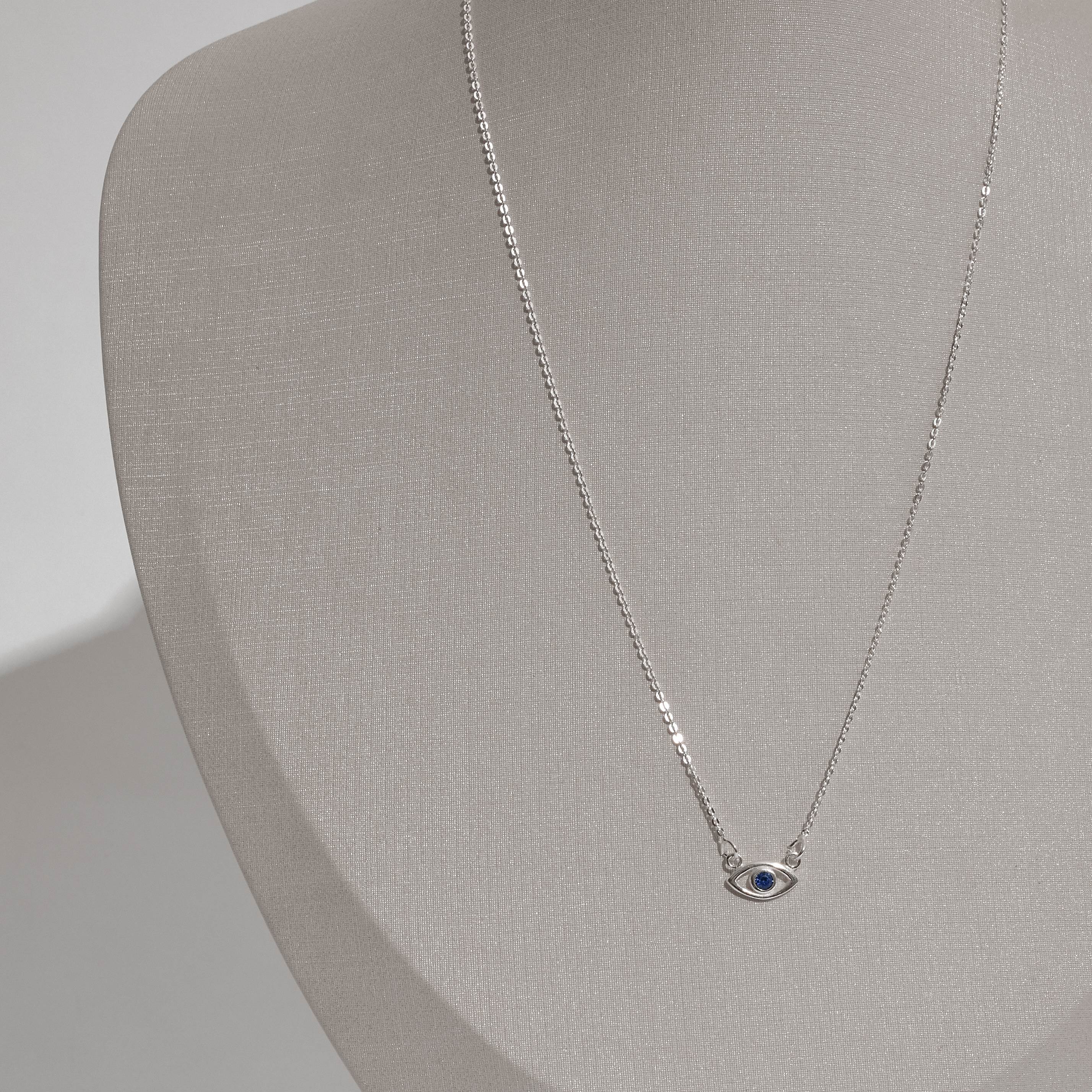 Imagem Secundária Colar olho com zircônia azul 12mm corrente cadeado 40cm com alongadora