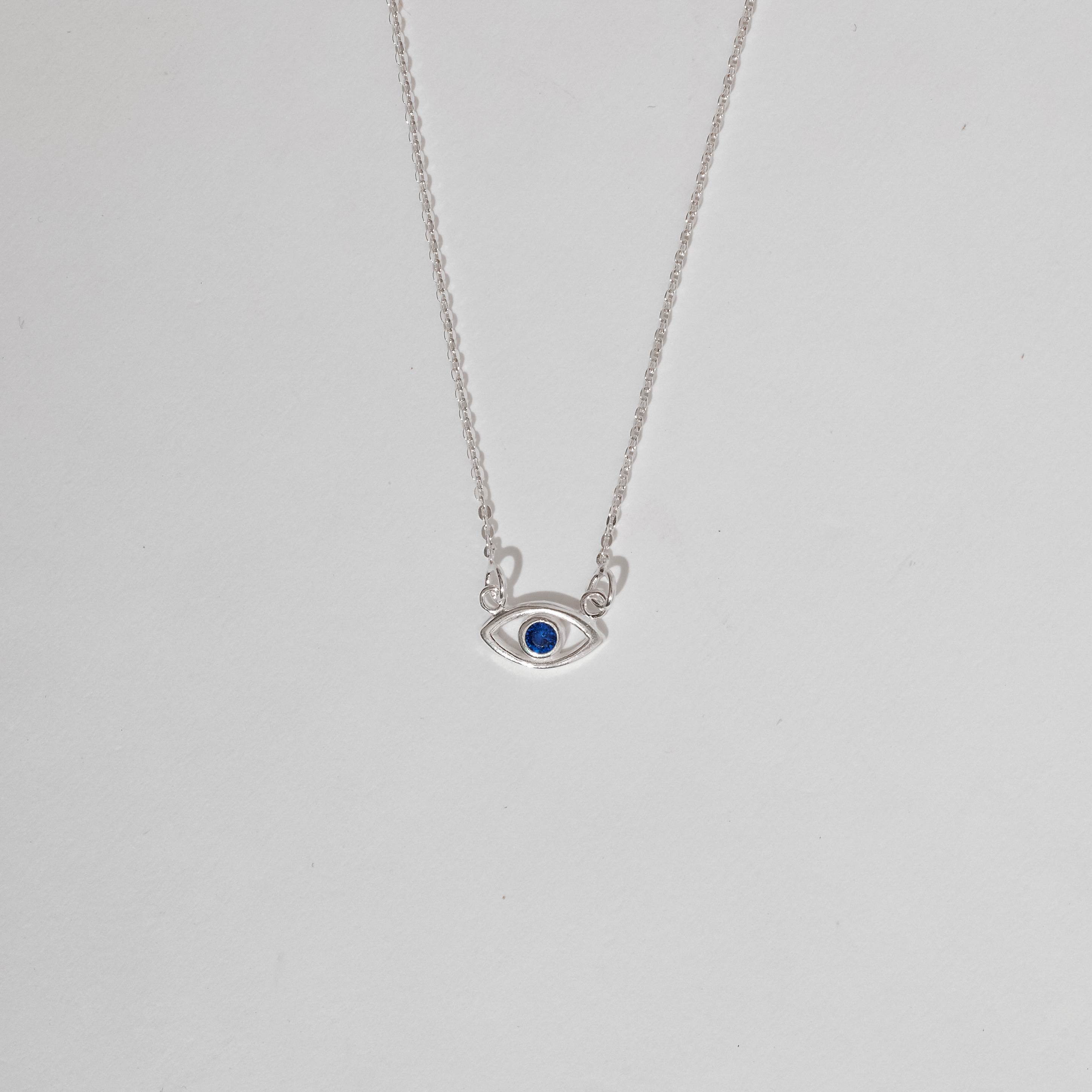 Imagem Colar olho com zircônia azul 12mm corrente cadeado 40cm com alongadora