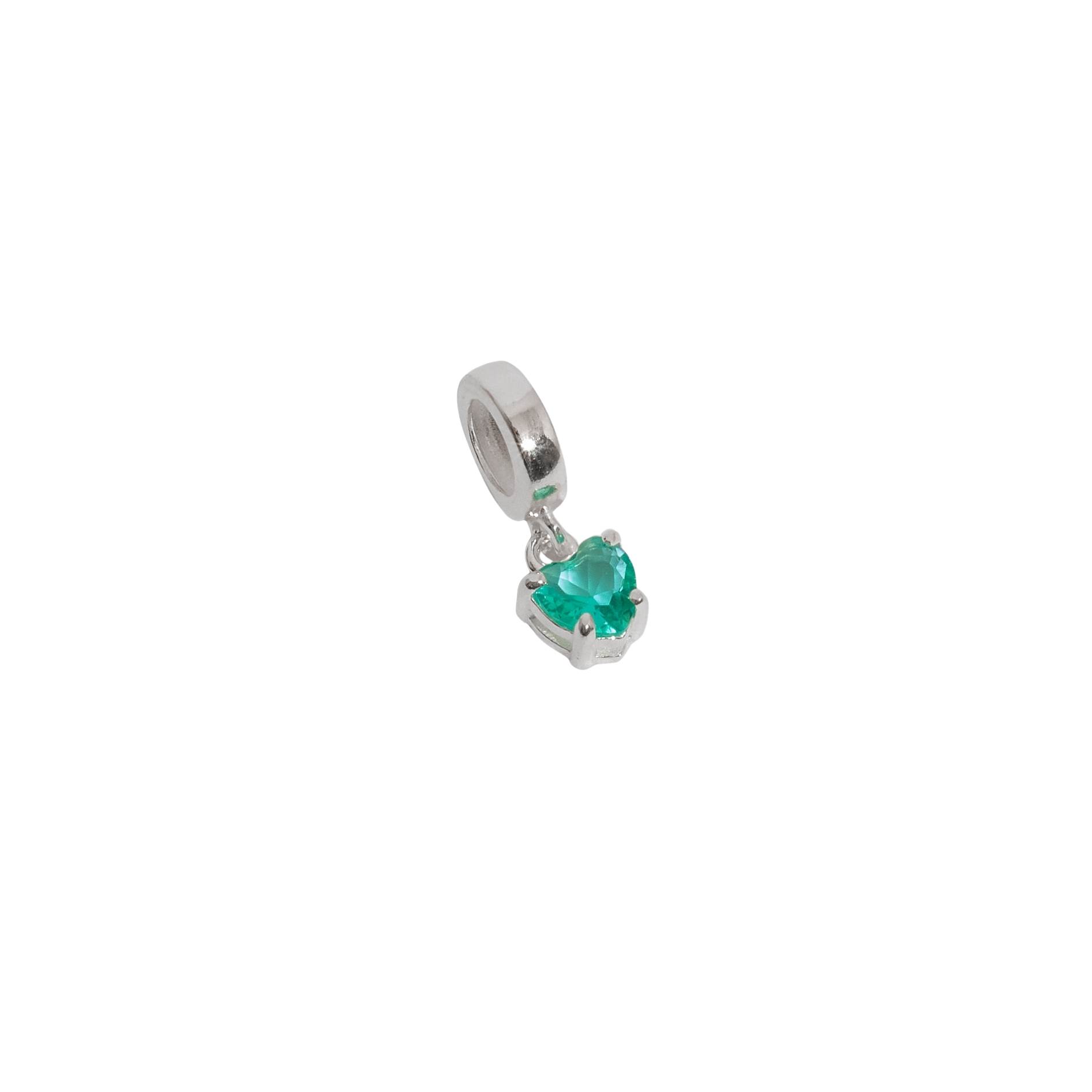 Berloque pingente zircônia coração acqua 5mm
