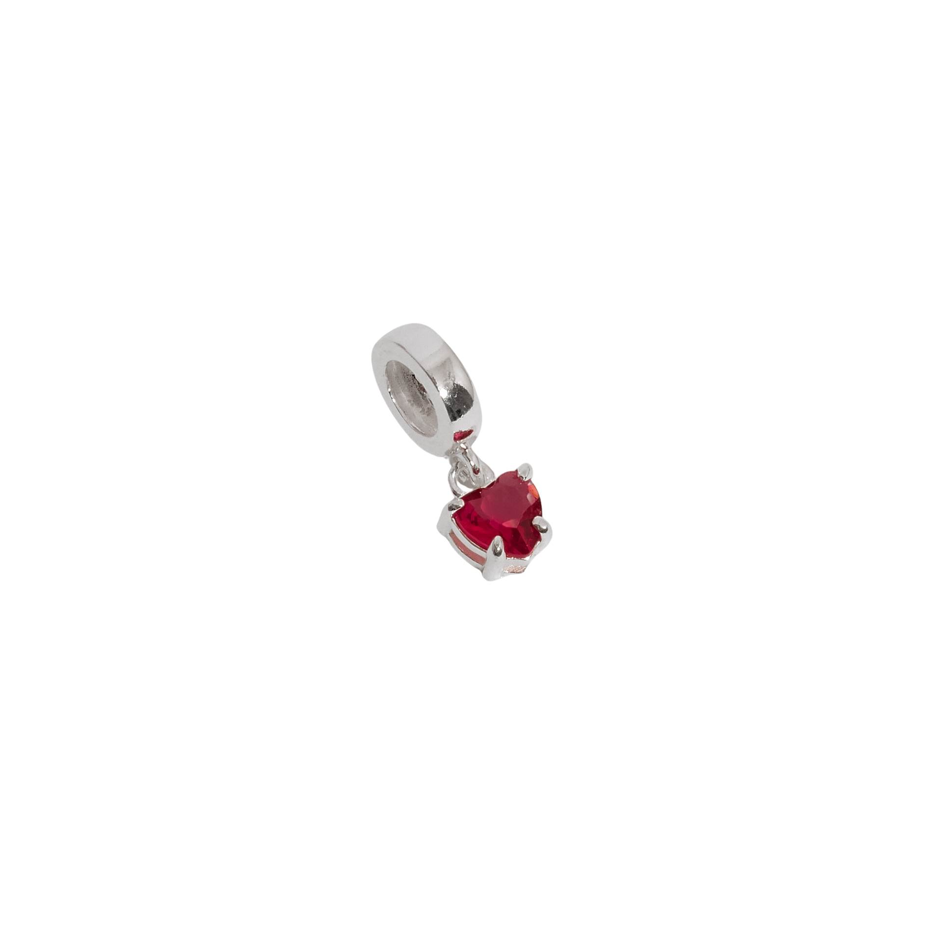 Berloque pingente zircônia coração cereja 5mm