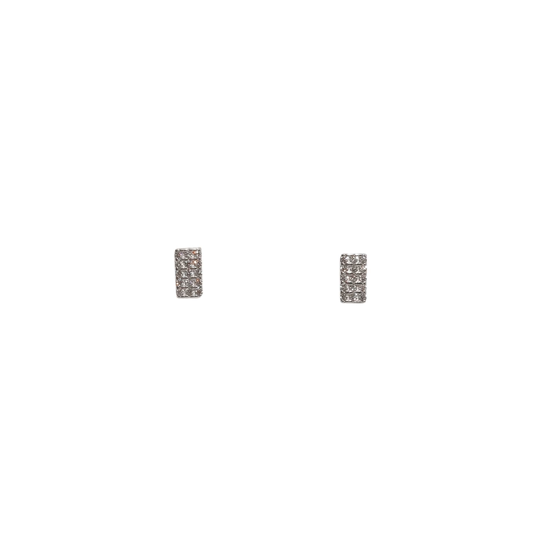 Brinco retângulo cravejado 6mm