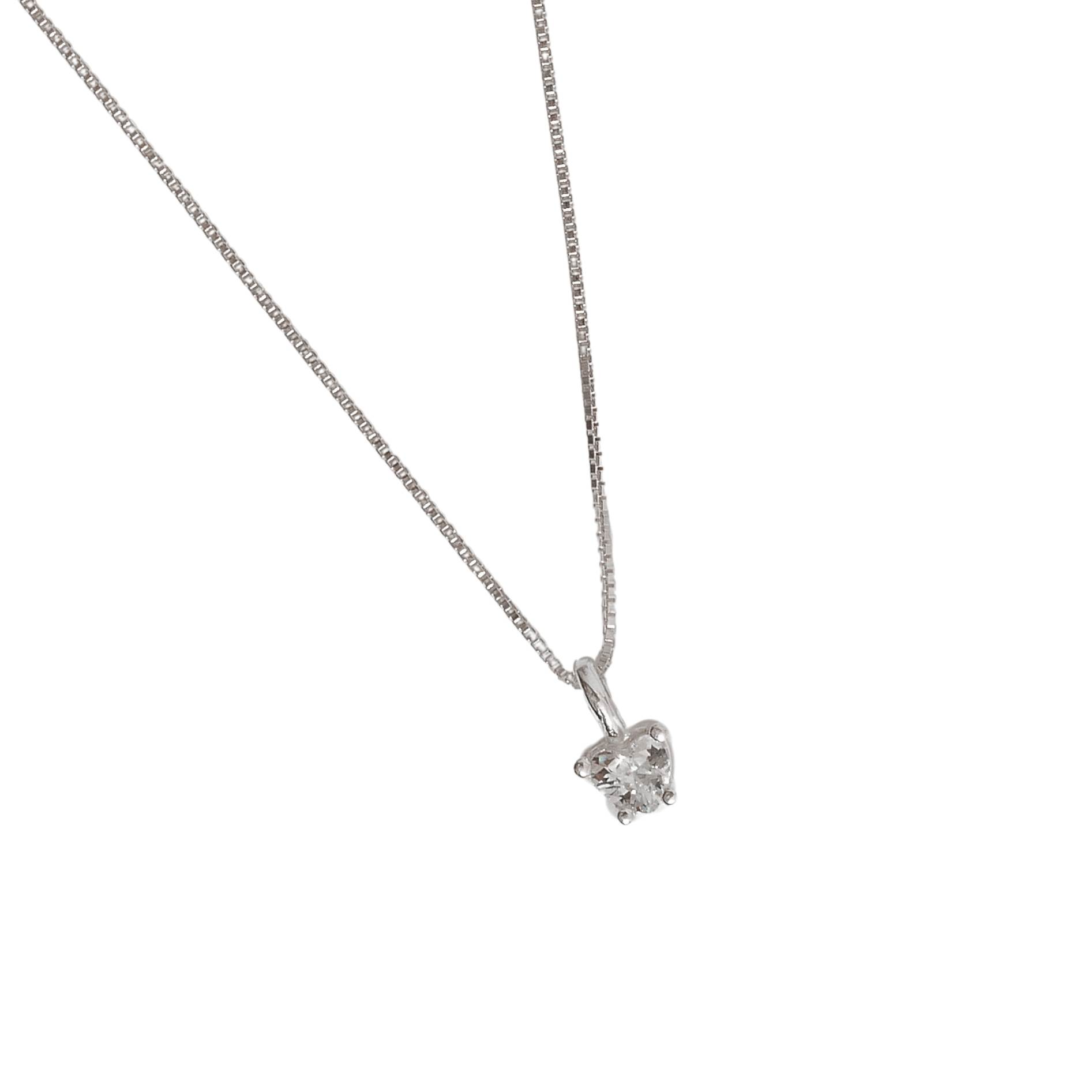 Colar zircônia coração cristal 5mm 40cm