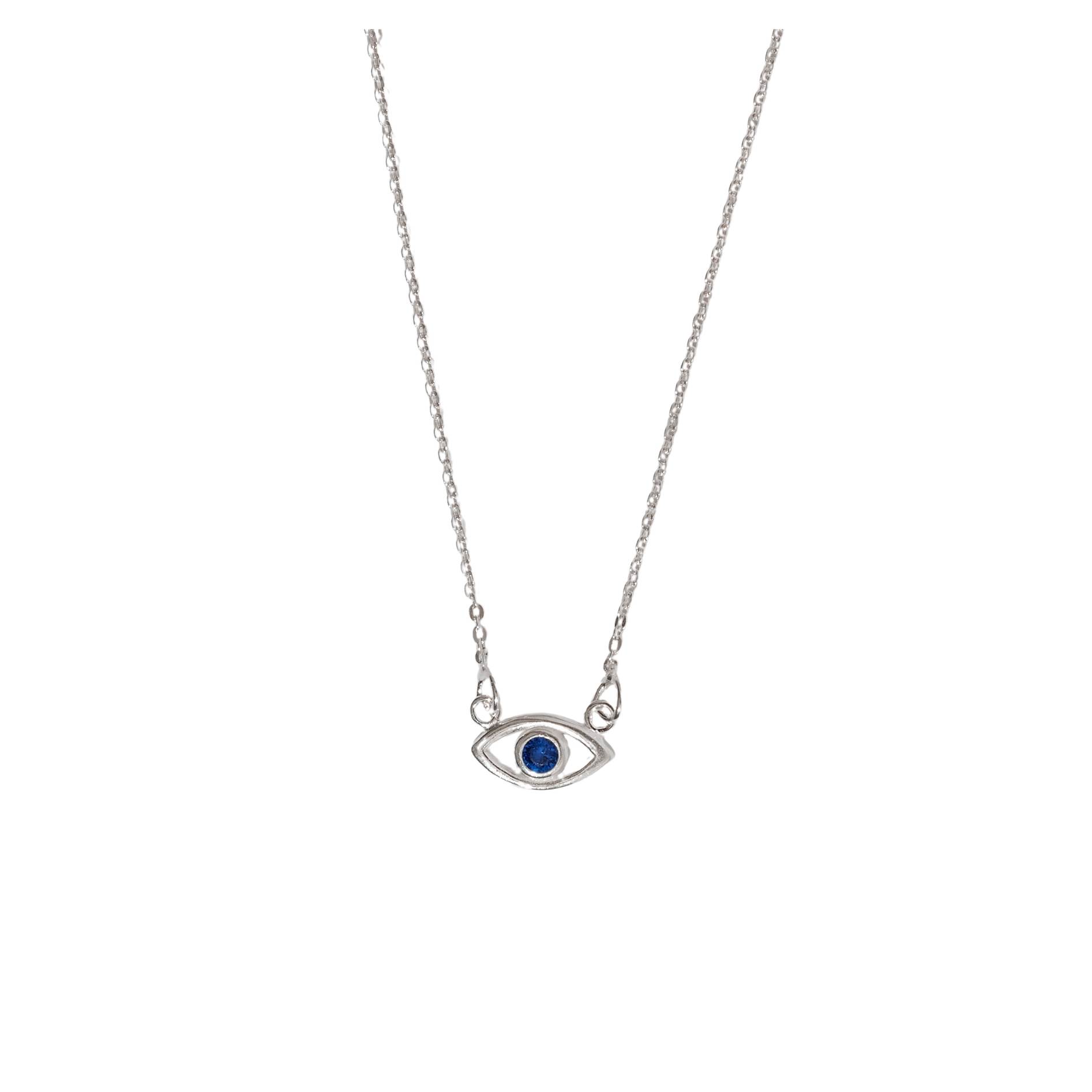 Colar olho com zircônia azul 12mm corrente cadeado 40cm com alongadora
