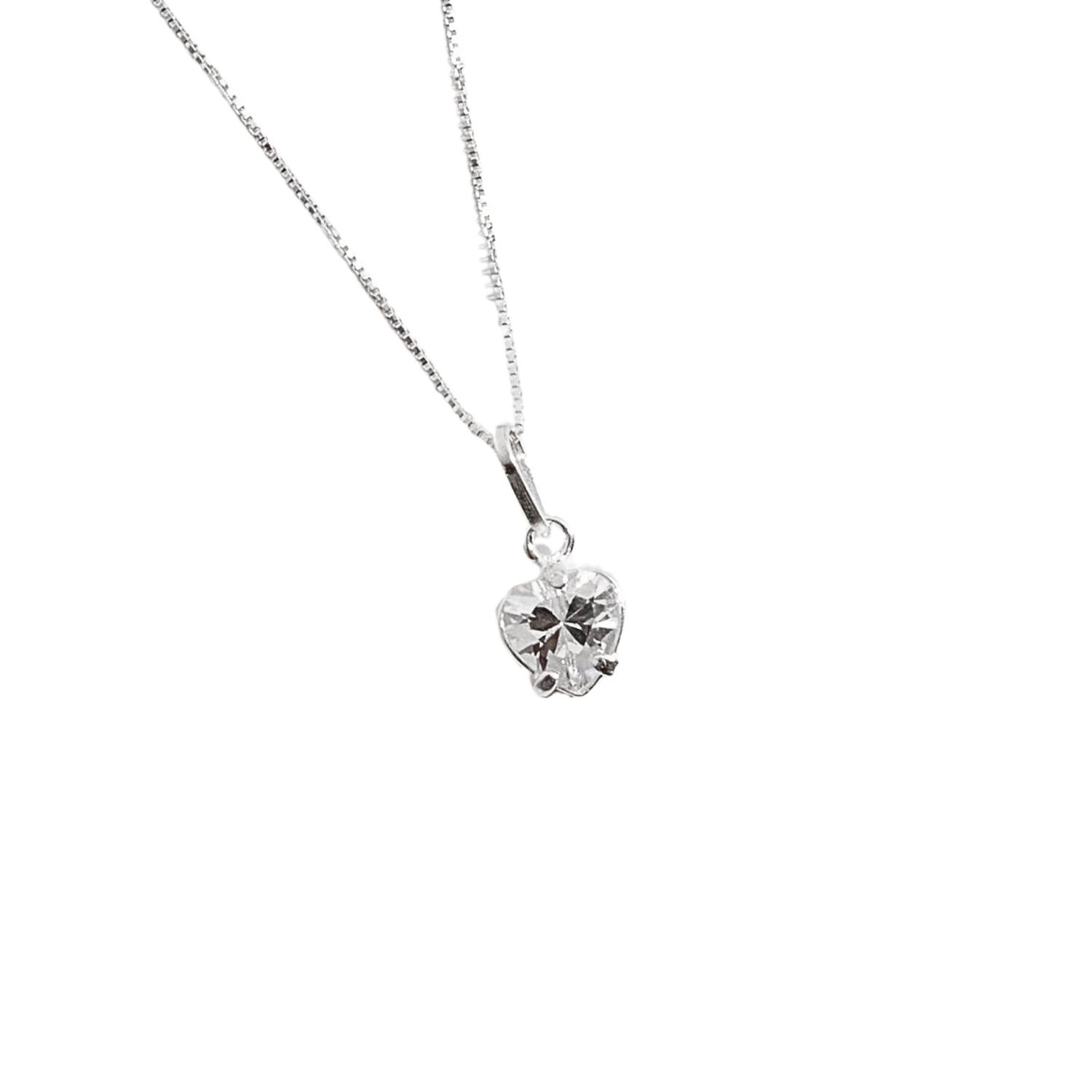 Imagem Colar pingente zircônia coração cristal 7mm 45cm