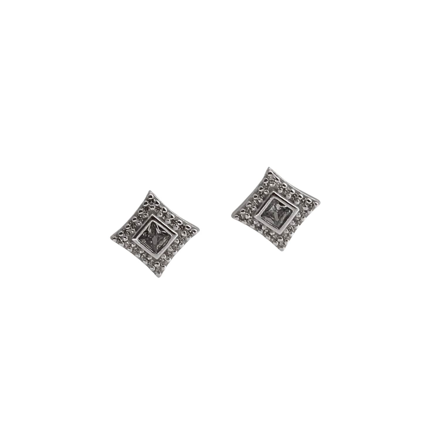 Imagem Brinco zircônia losango com cravejado 11mm